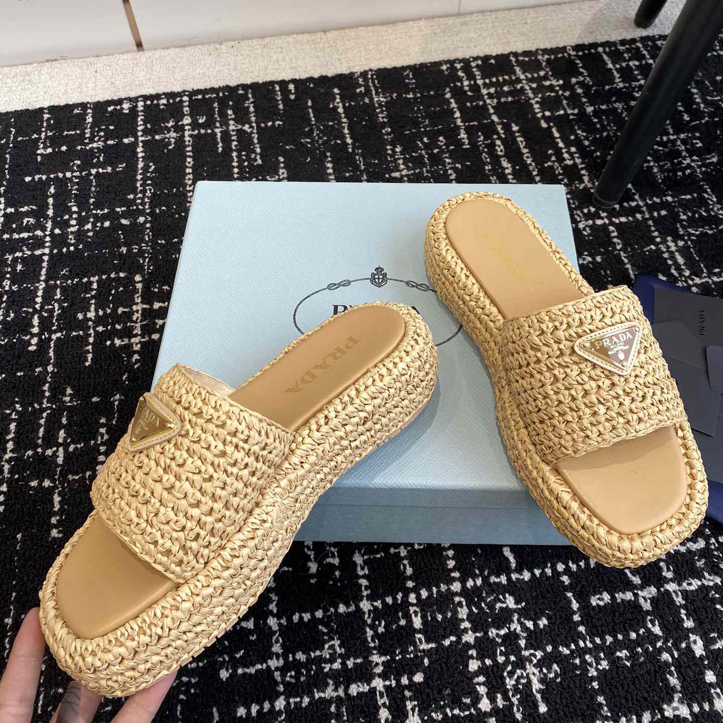 Prada Crochet Flatform Slides - DesignerGu