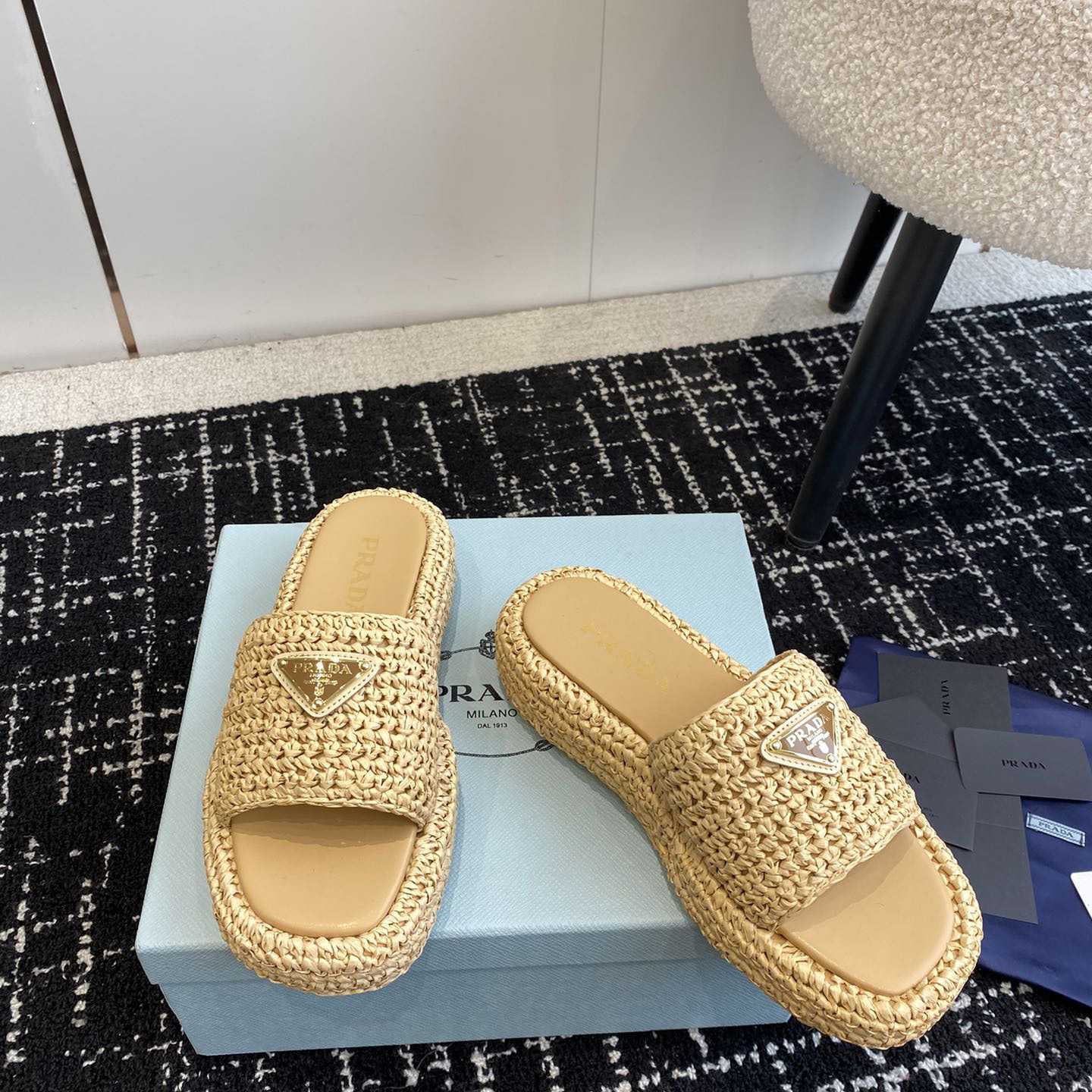 Prada Crochet Flatform Slides - DesignerGu