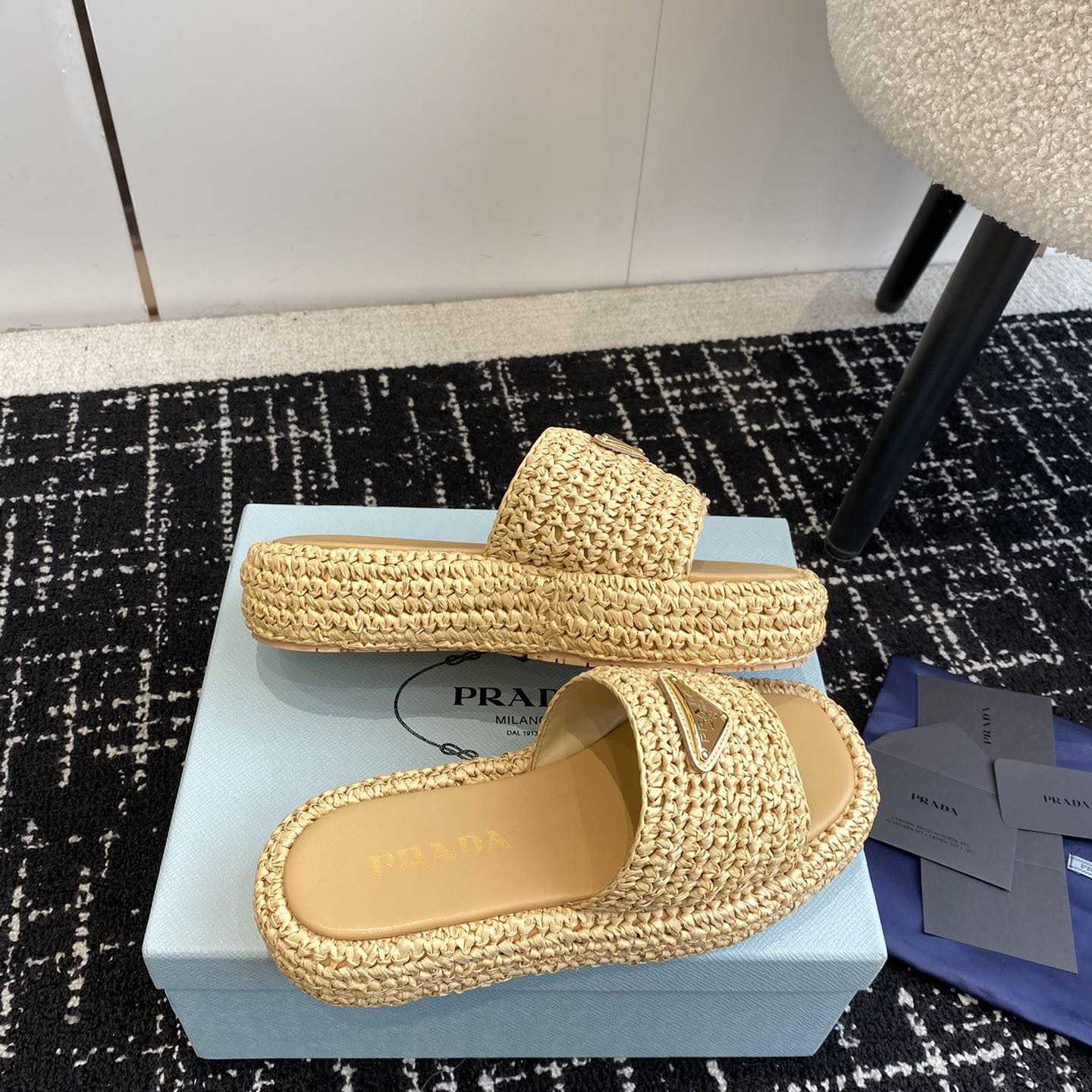 Prada Crochet Flatform Slides - DesignerGu