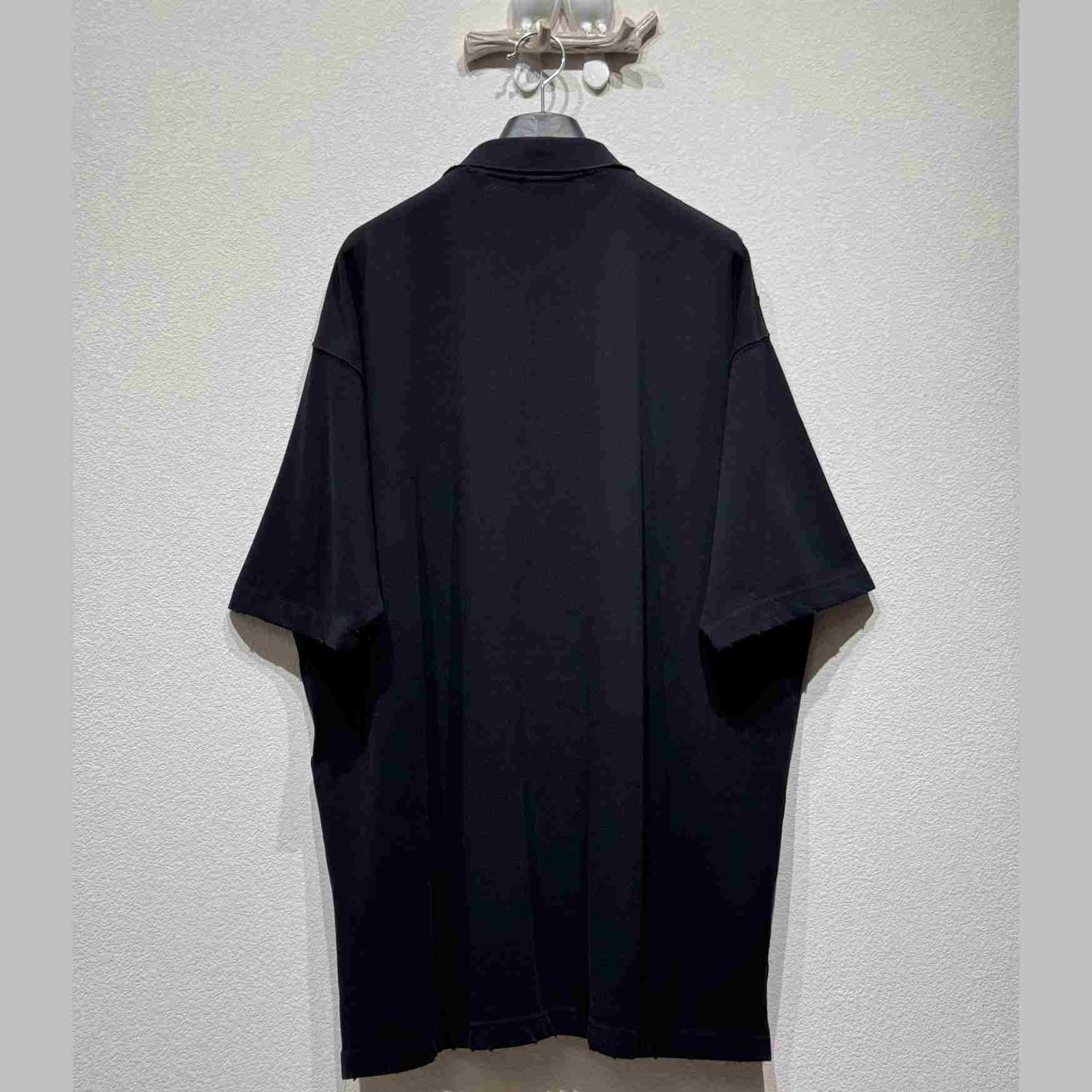 Balenciaga Laurel Classic Short Sleeve Regular Polo In Faded Black  - DesignerGu