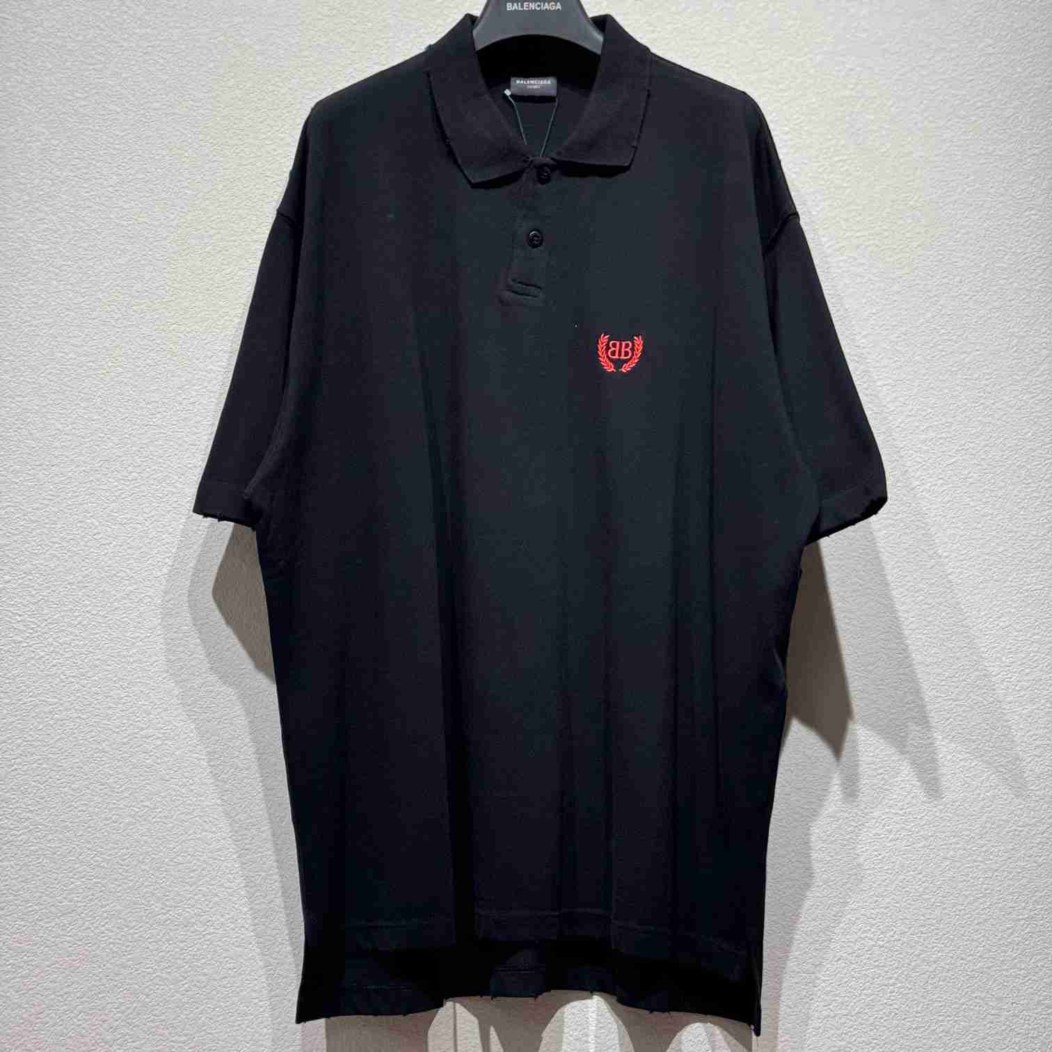 Balenciaga Laurel Classic Short Sleeve Regular Polo In Faded Black  - DesignerGu