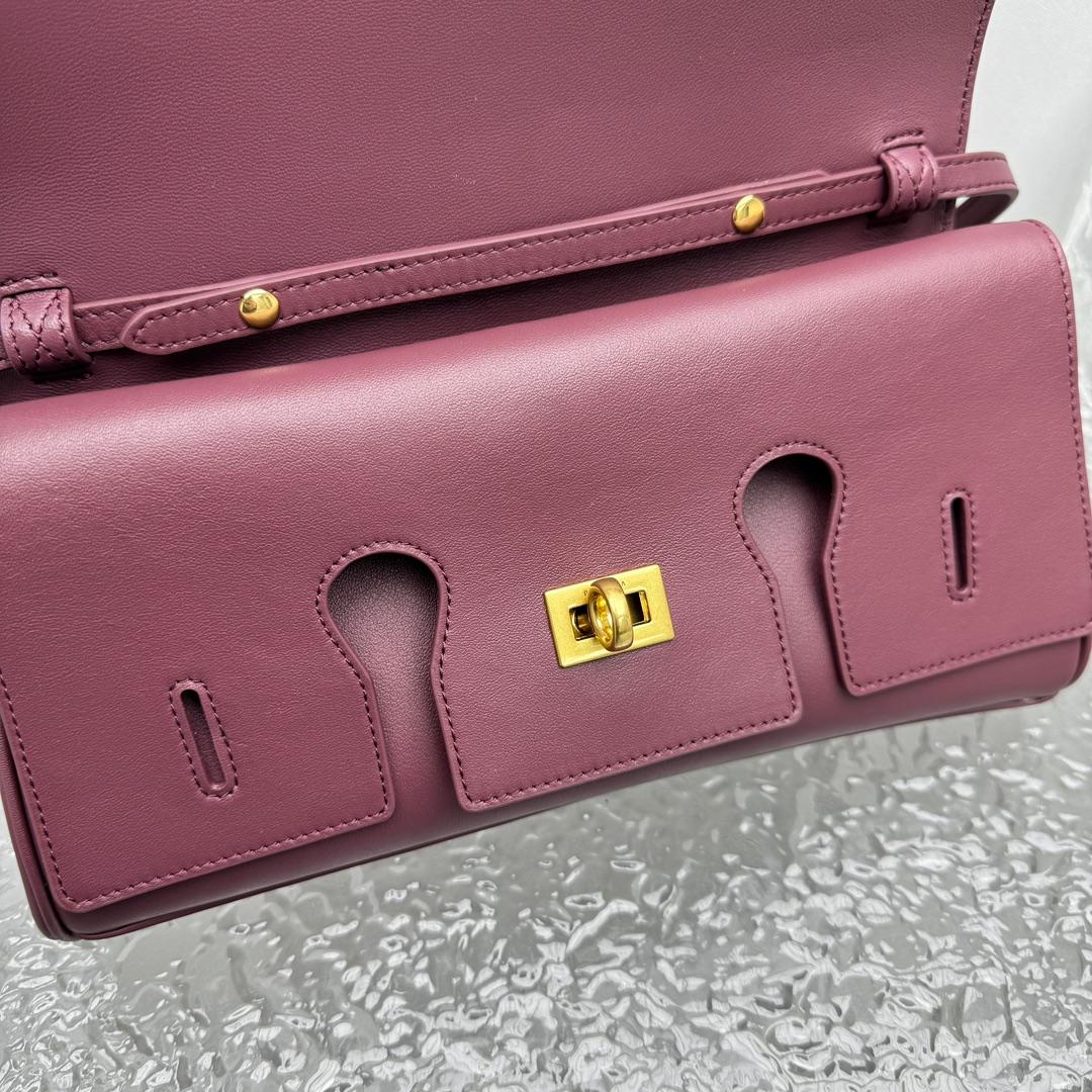 Balenciaga Bel Air Clutch On Strap Small In Dark Burgundy - DesignerGu