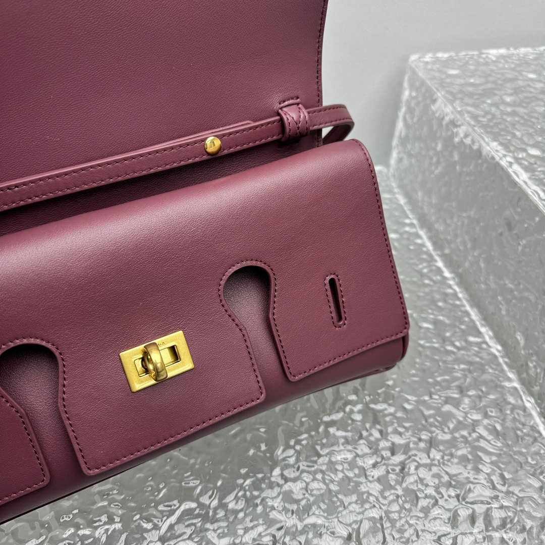 Balenciaga Bel Air Clutch On Strap Small In Dark Burgundy - DesignerGu