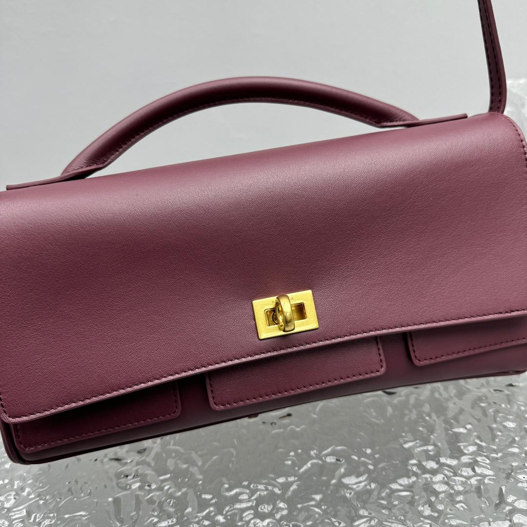 Balenciaga Bel Air Clutch On Strap Small In Dark Burgundy - DesignerGu