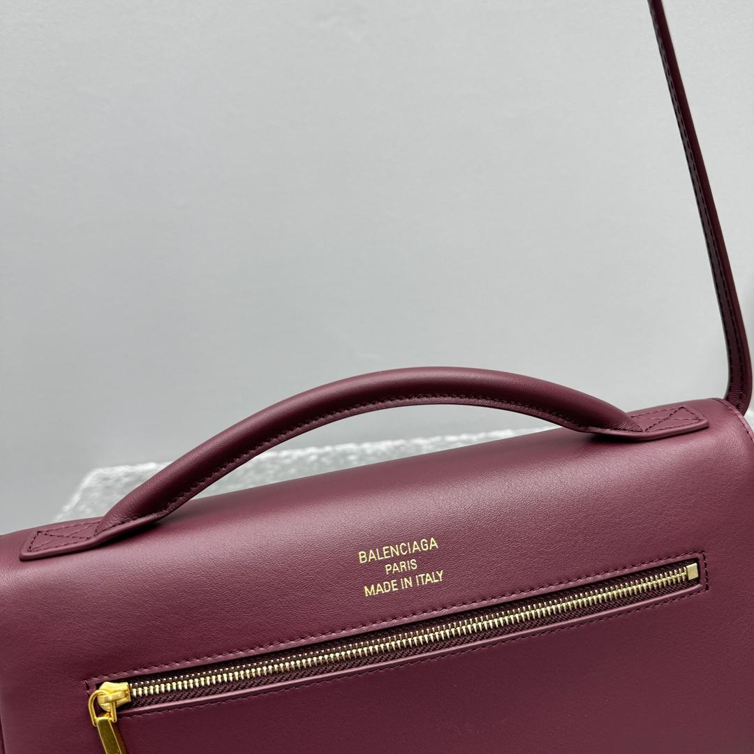 Balenciaga Bel Air Clutch On Strap Small In Dark Burgundy - DesignerGu