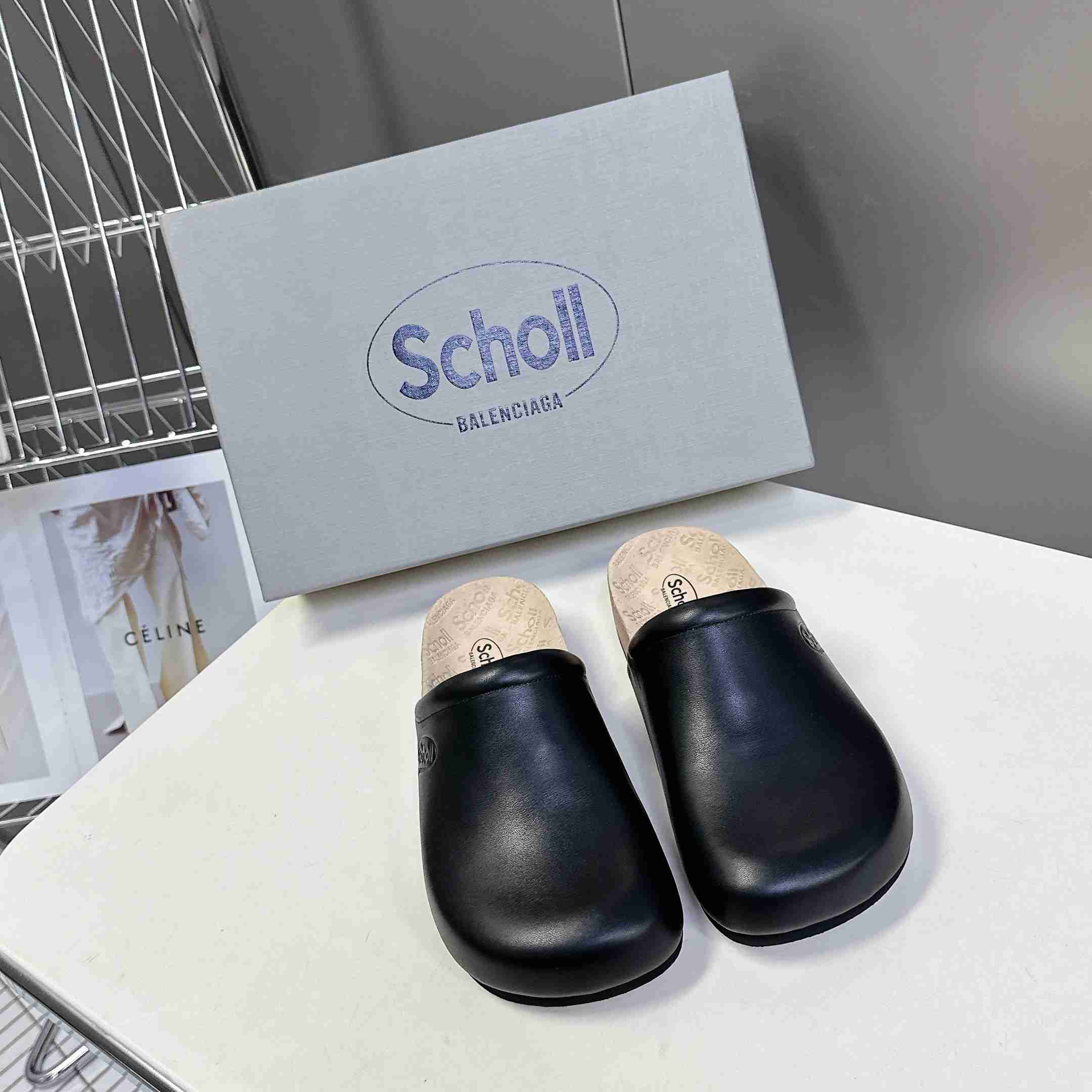 Balenciaga Scholl Flat Mule In Black - DesignerGu