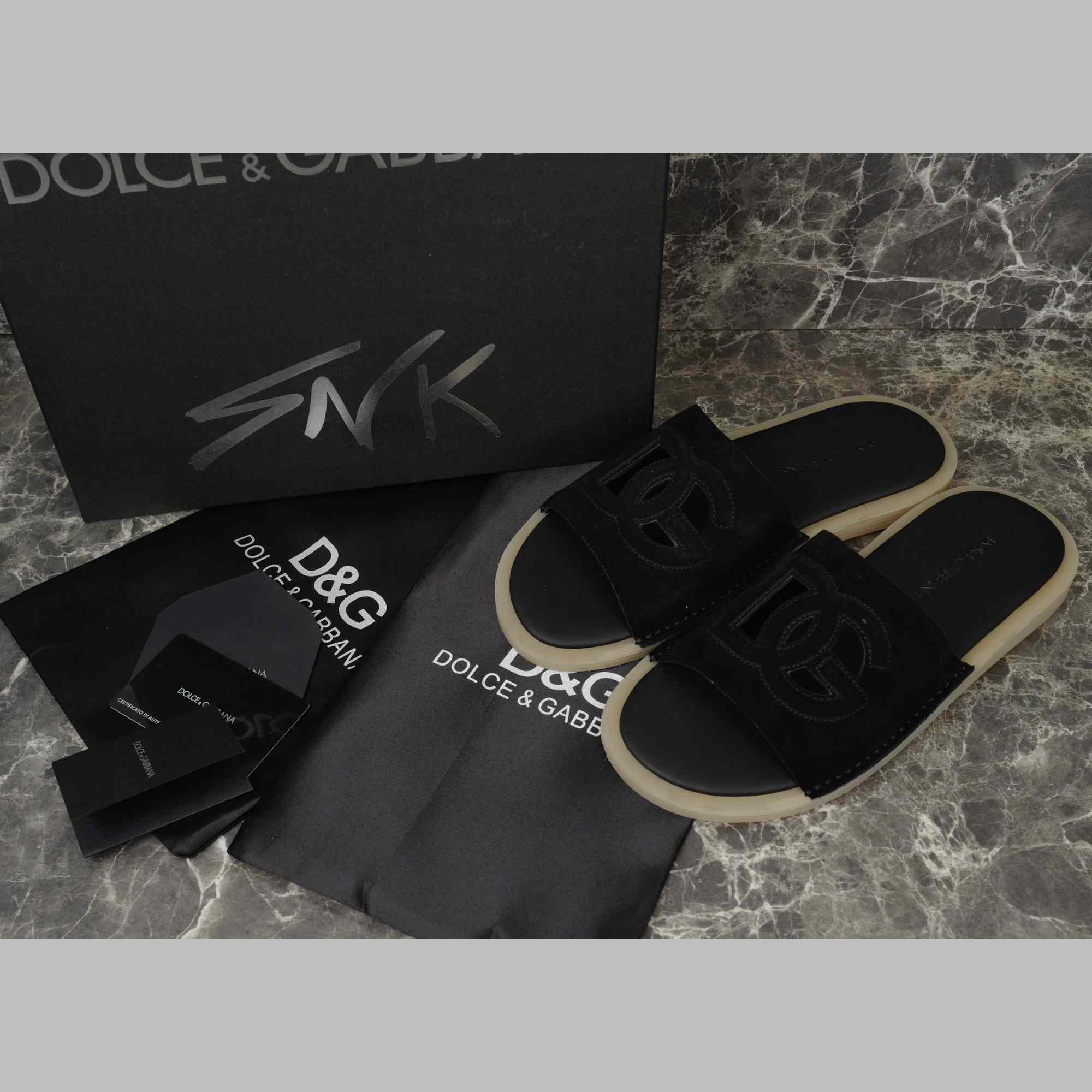 Dolce & Gabbana Suede Sliders - DesignerGu
