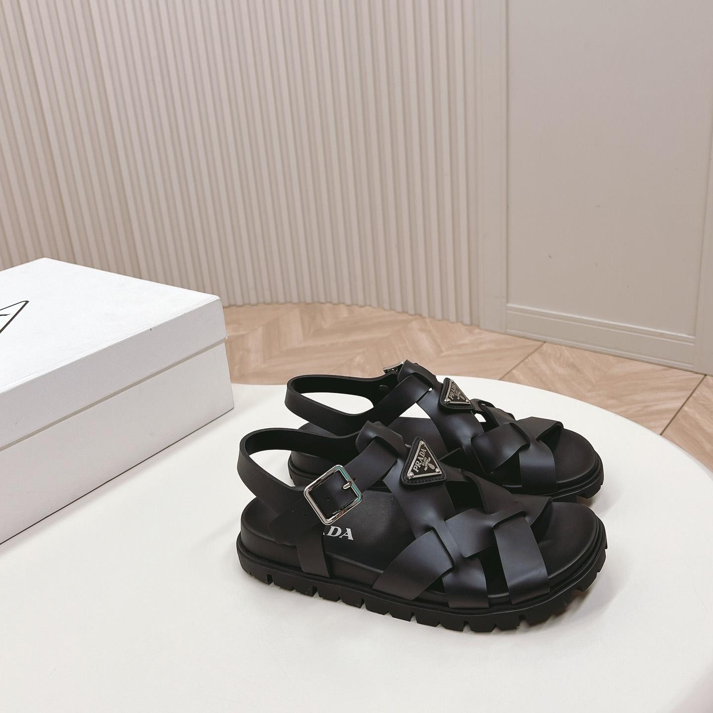 Prada Crisscross Rubber Sandals - DesignerGu
