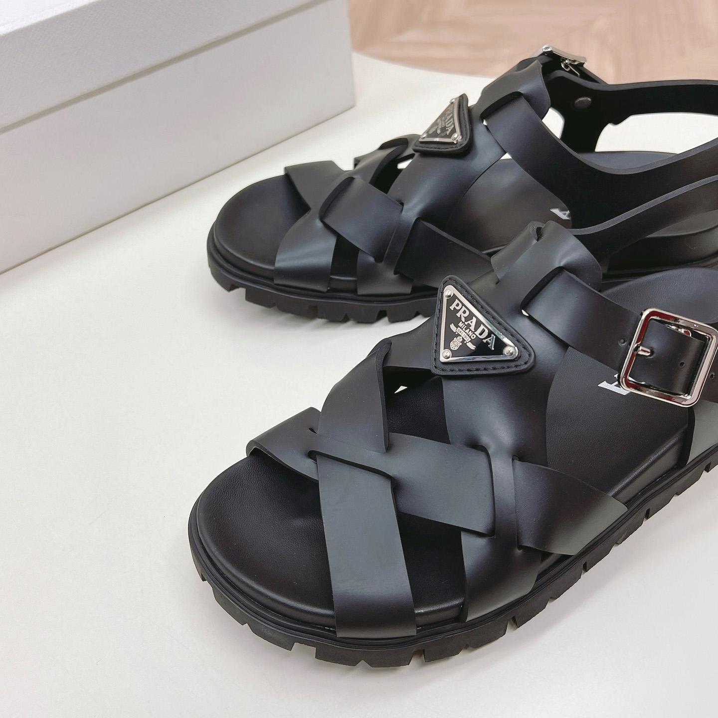 Prada Crisscross Rubber Sandals - DesignerGu