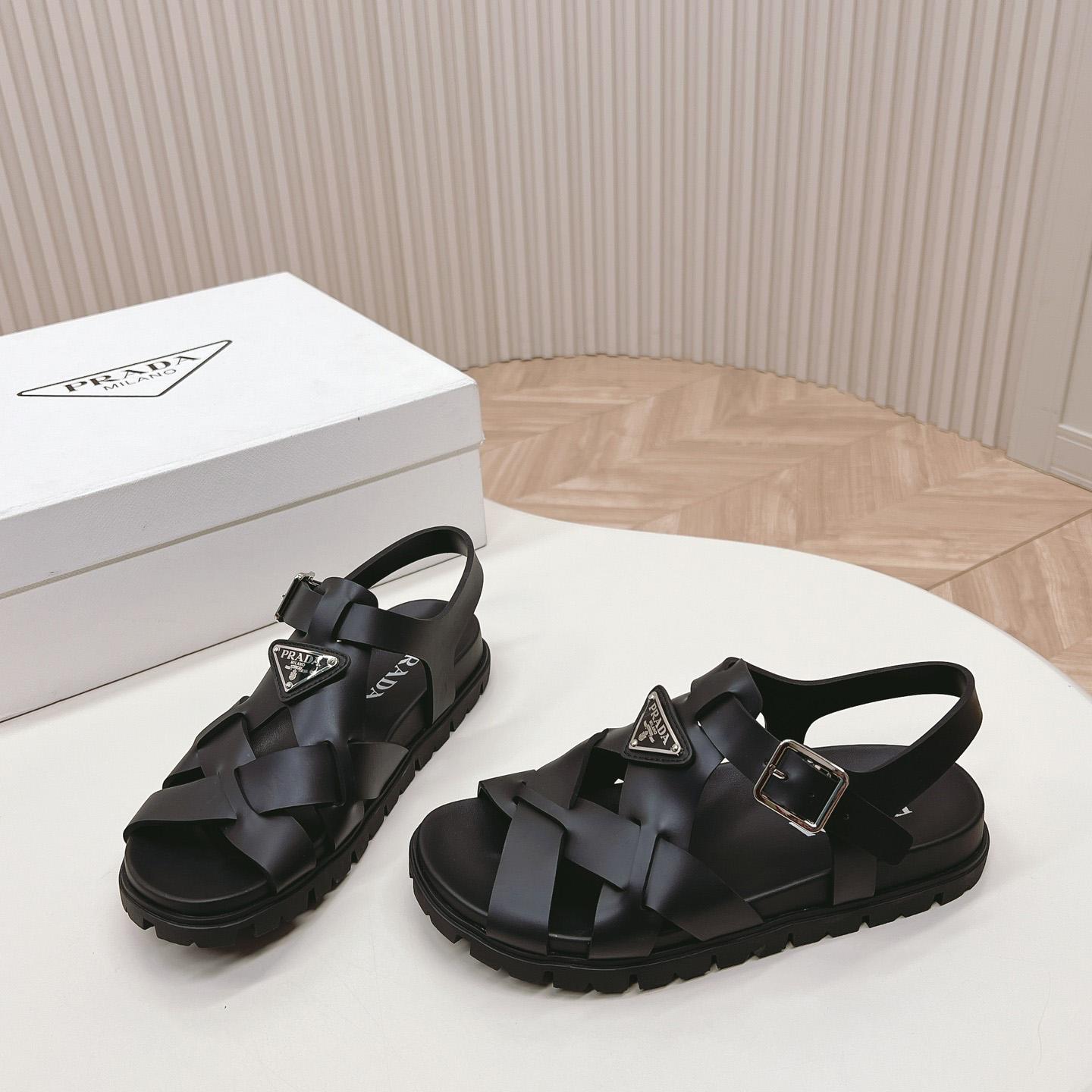Prada Crisscross Rubber Sandals - DesignerGu