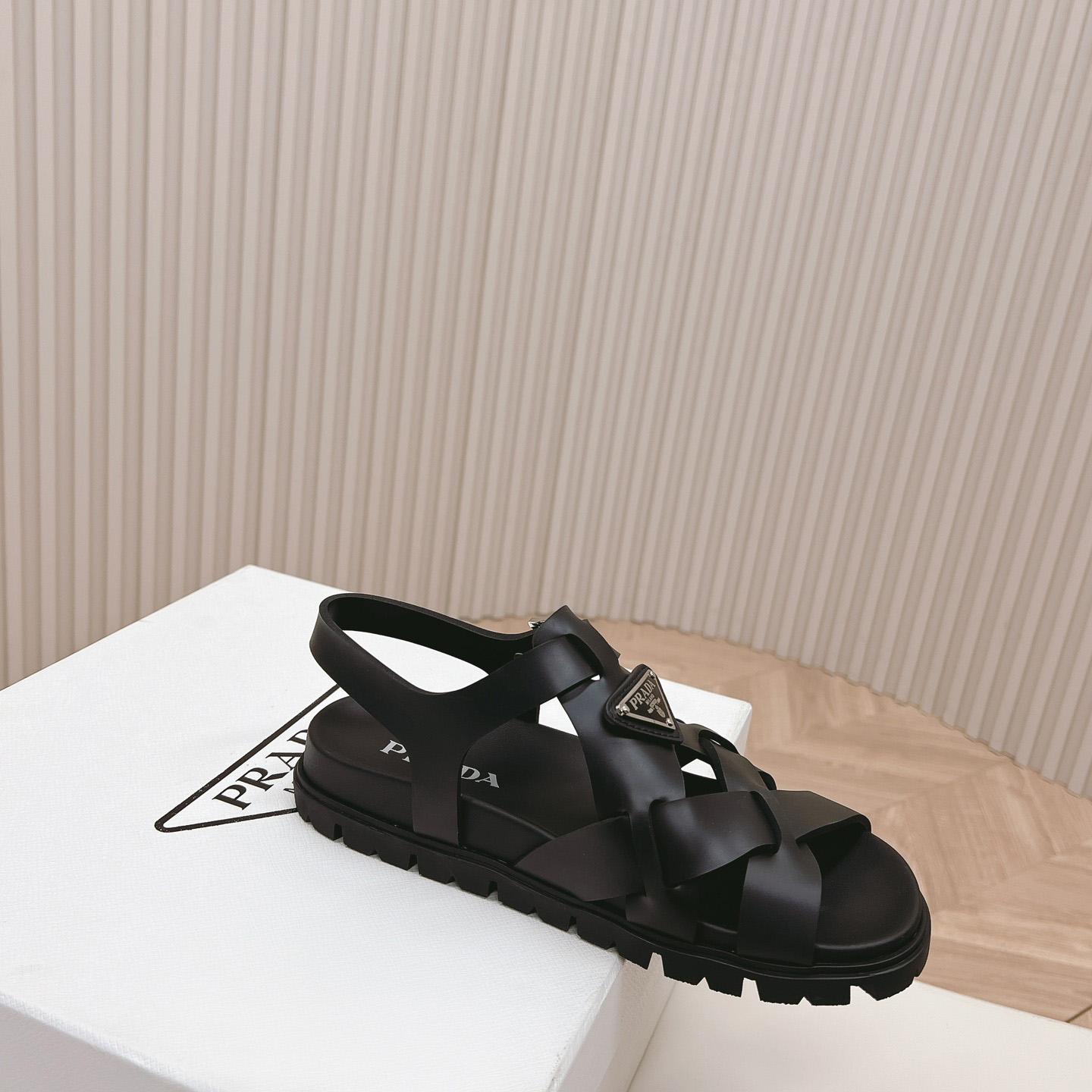 Prada Crisscross Rubber Sandals - DesignerGu
