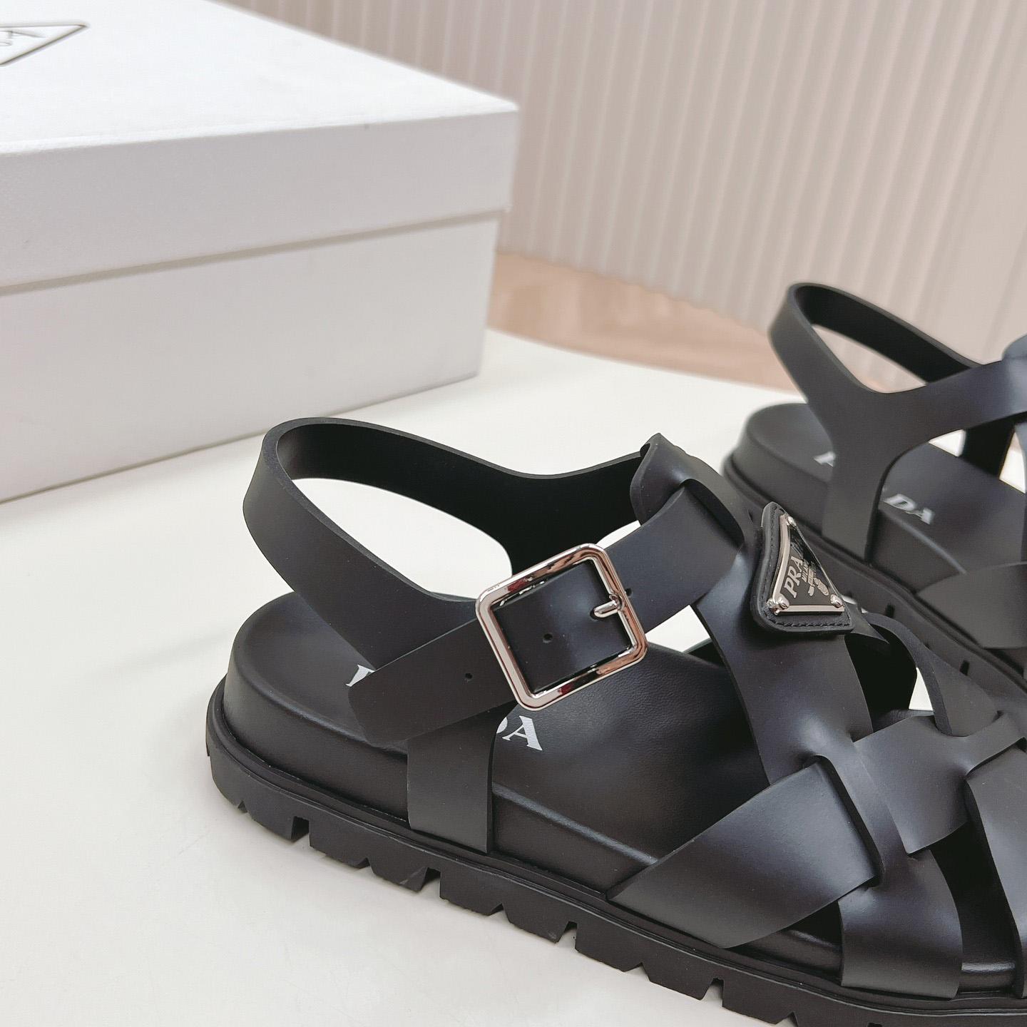 Prada Crisscross Rubber Sandals - DesignerGu