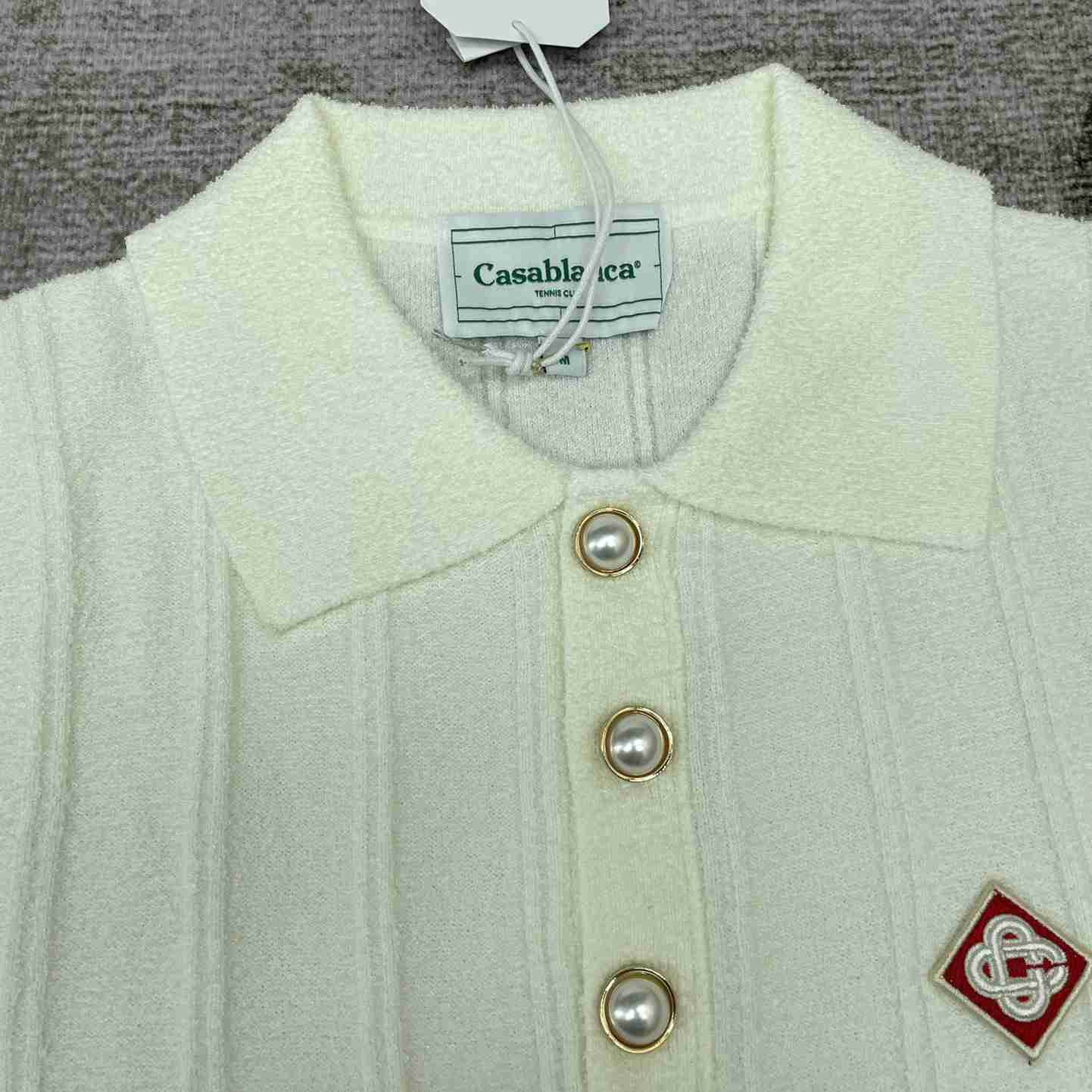 Casablanca Logo Appliqué Boucle Polo Shirt   D0016 - DesignerGu