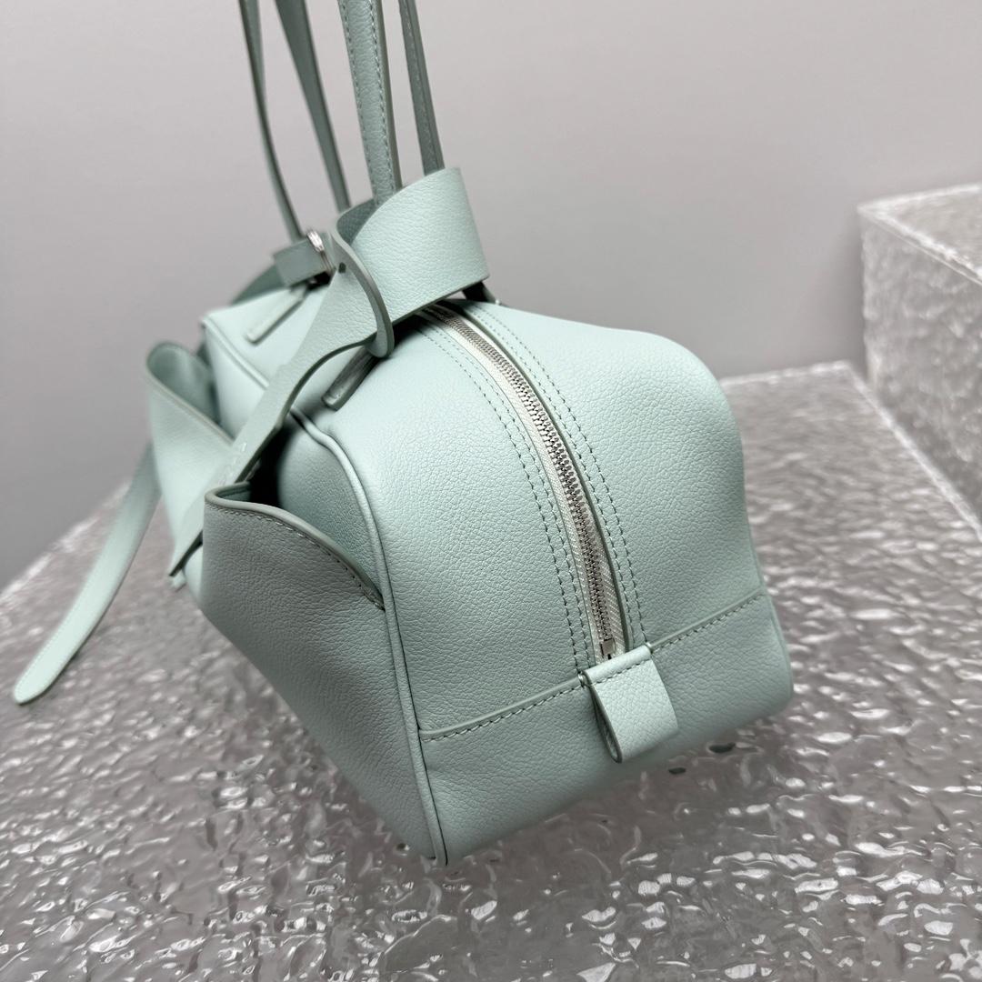 Balenciaga Carrie Bowling Bag Small In Mineral Green - DesignerGu
