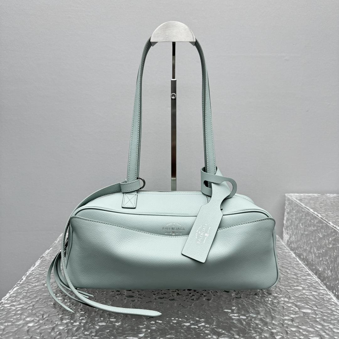 Balenciaga Carrie Bowling Bag Small In Mineral Green - DesignerGu