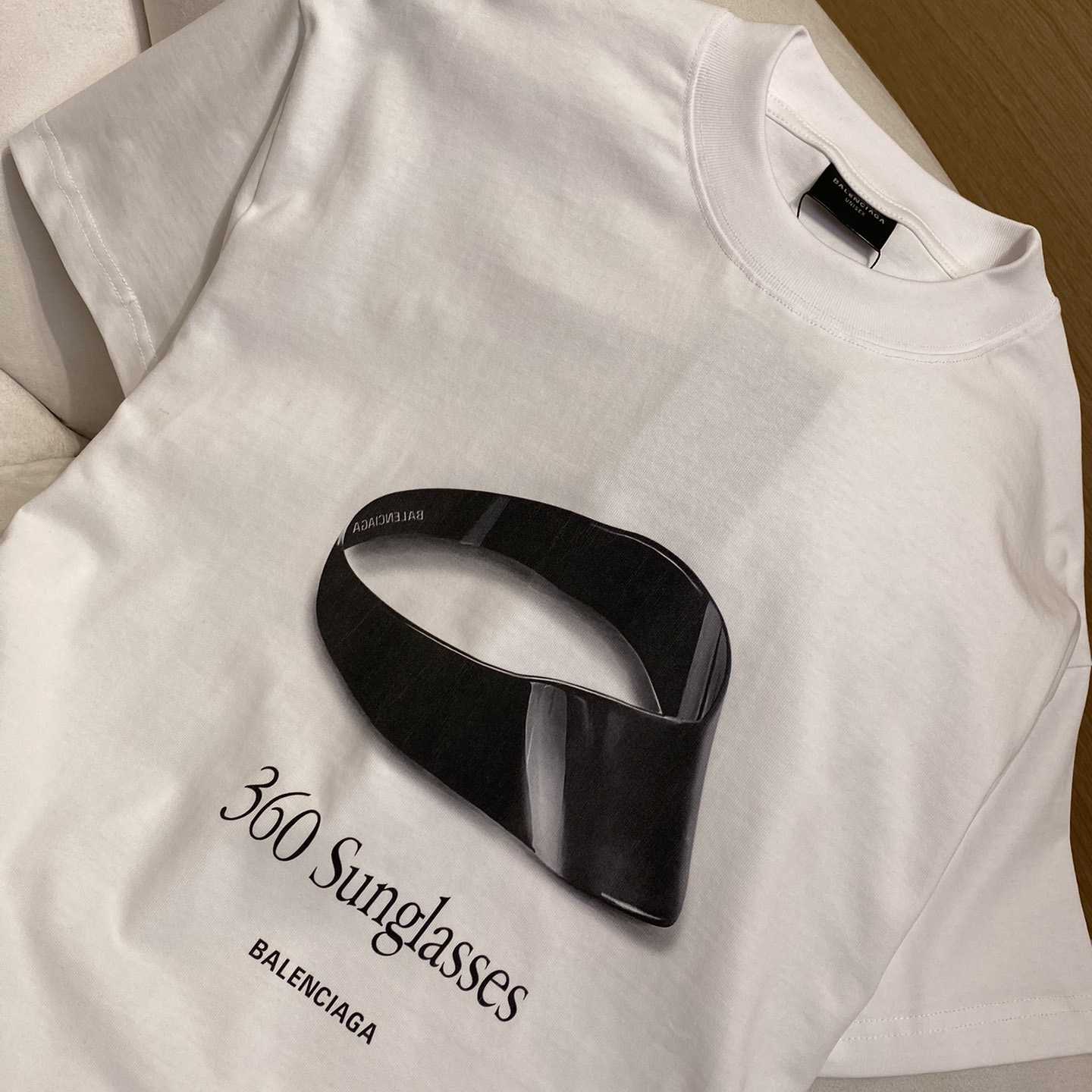 Balenciaga 360 Sunglasses T-Shirt Medium Fit In Dirty White - DesignerGu