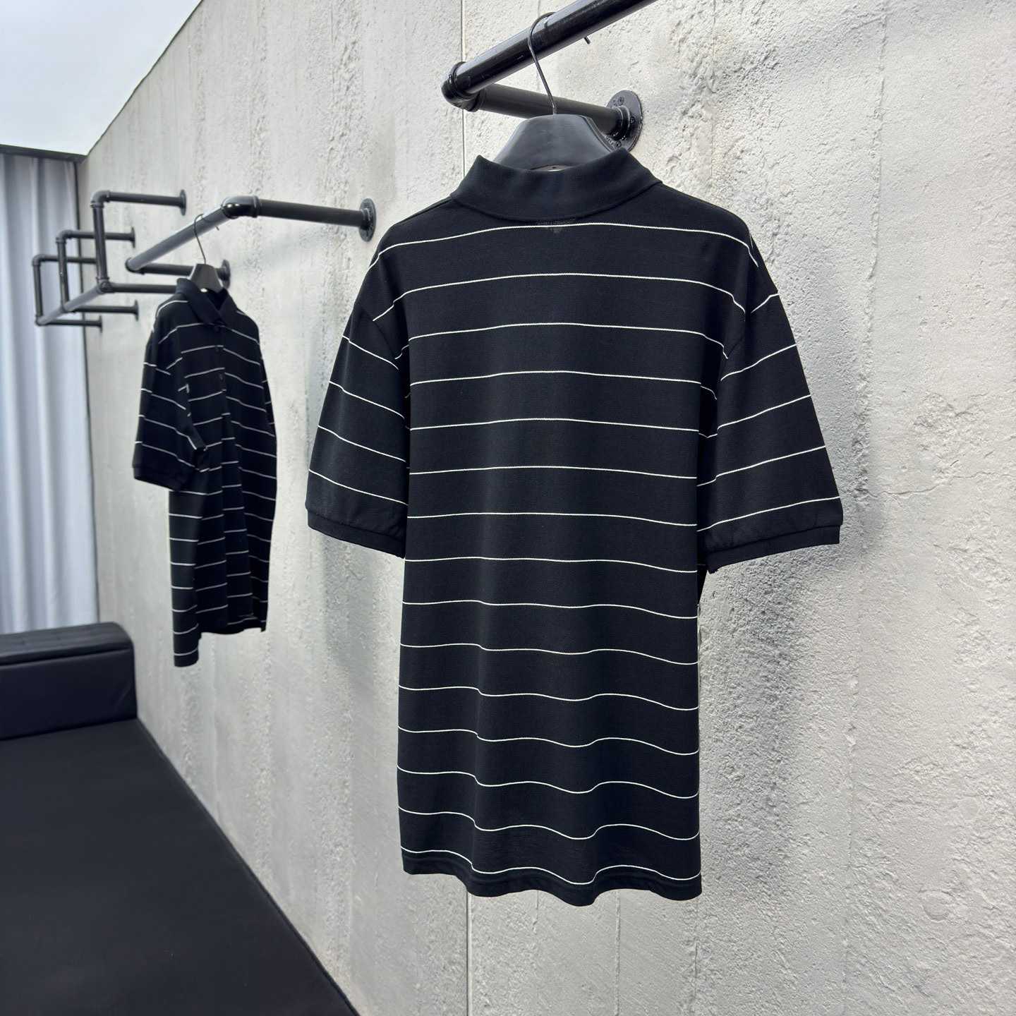Saint Laurent Cassandre Polo Shirt In Striped Pique - DesignerGu