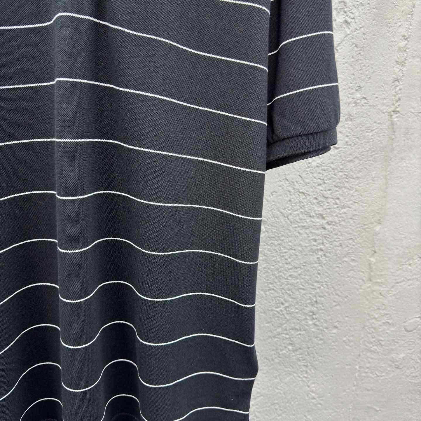Saint Laurent Cassandre Polo Shirt In Striped Pique - DesignerGu