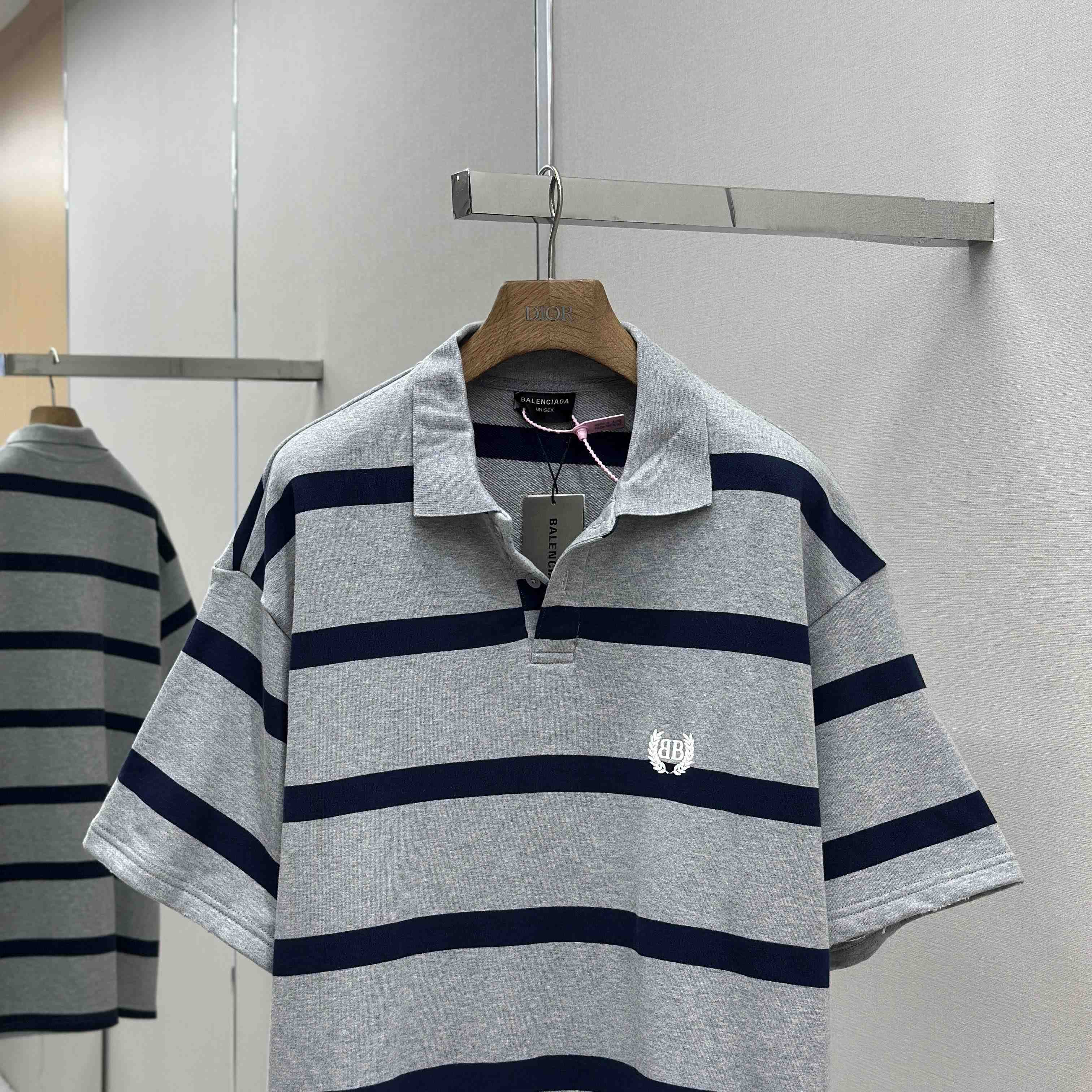 Balenciaga Laurel Classic Oversized Polo In Heavy Grey - DesignerGu