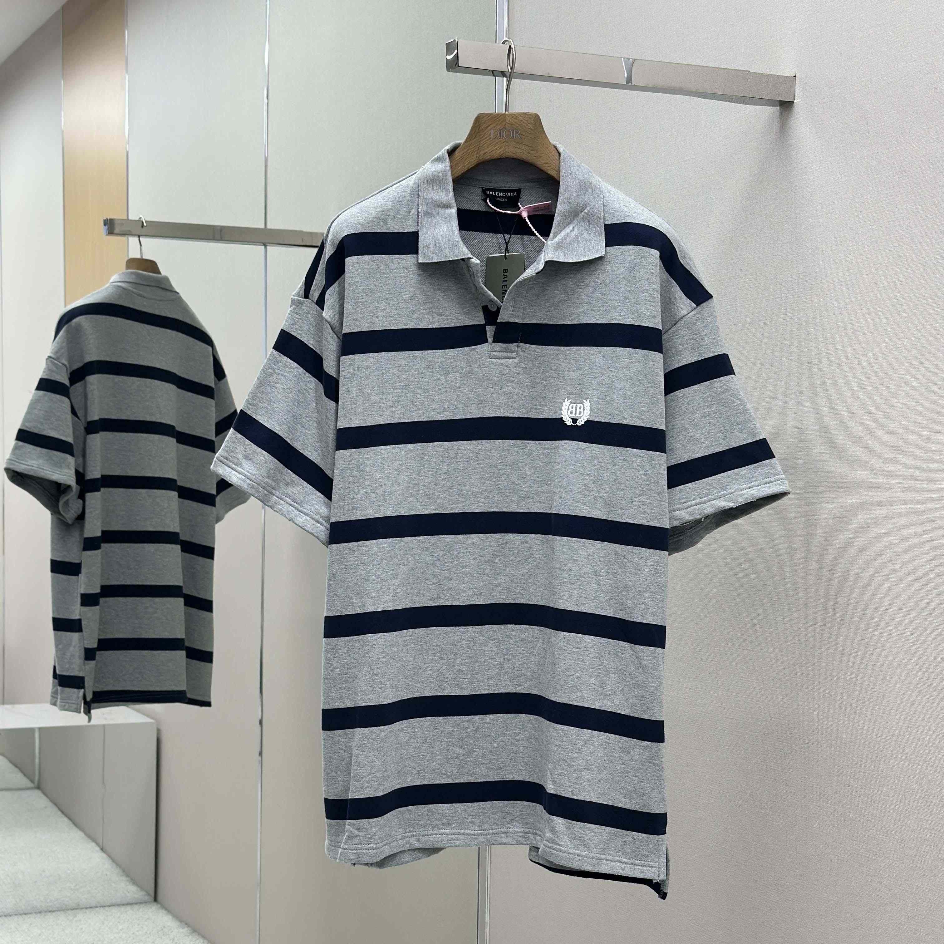 Balenciaga Laurel Classic Oversized Polo In Heavy Grey - DesignerGu