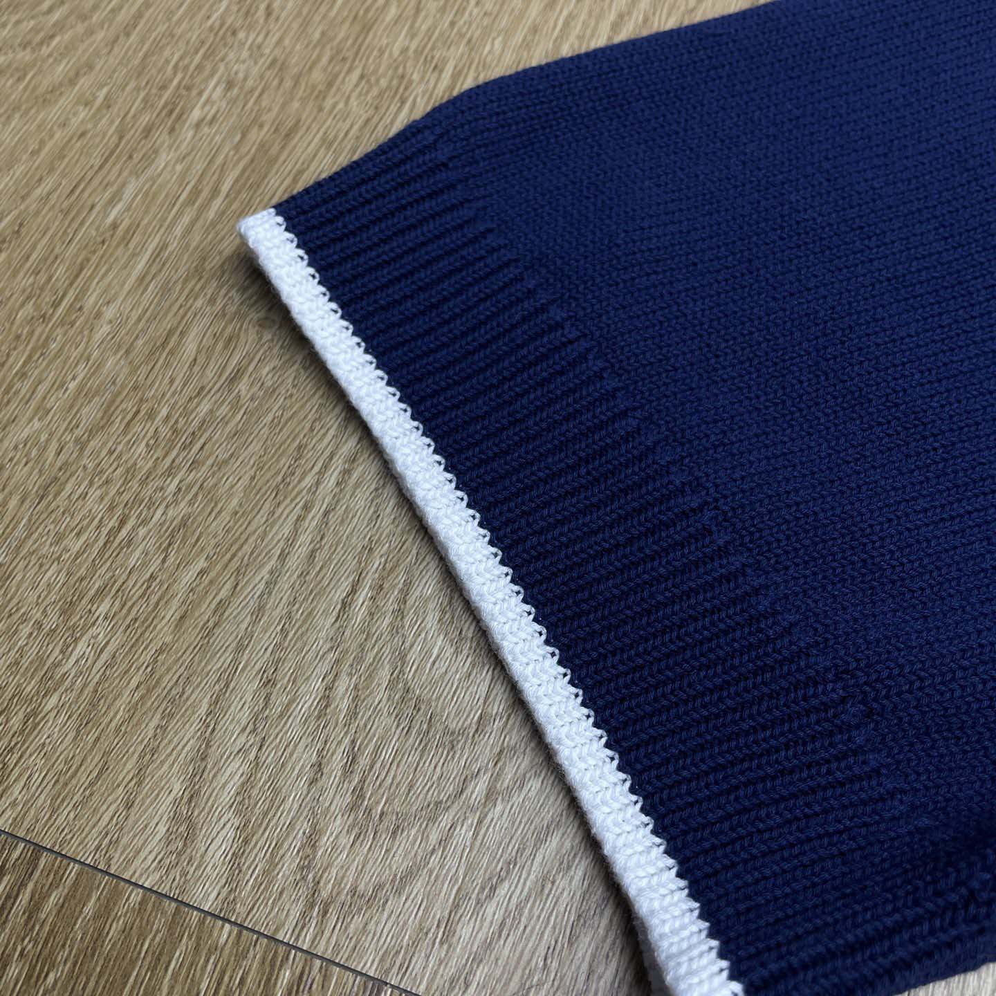 Casablanca Merino Wool T-shirt With Striped Collar In Blue   D0089 - DesignerGu