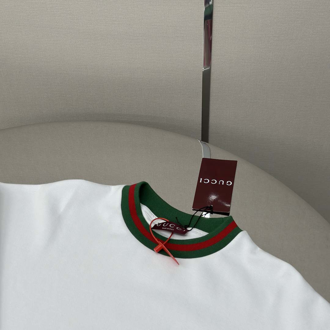 Gucci Cotton Piquet Sweatshirt With Web - DesignerGu