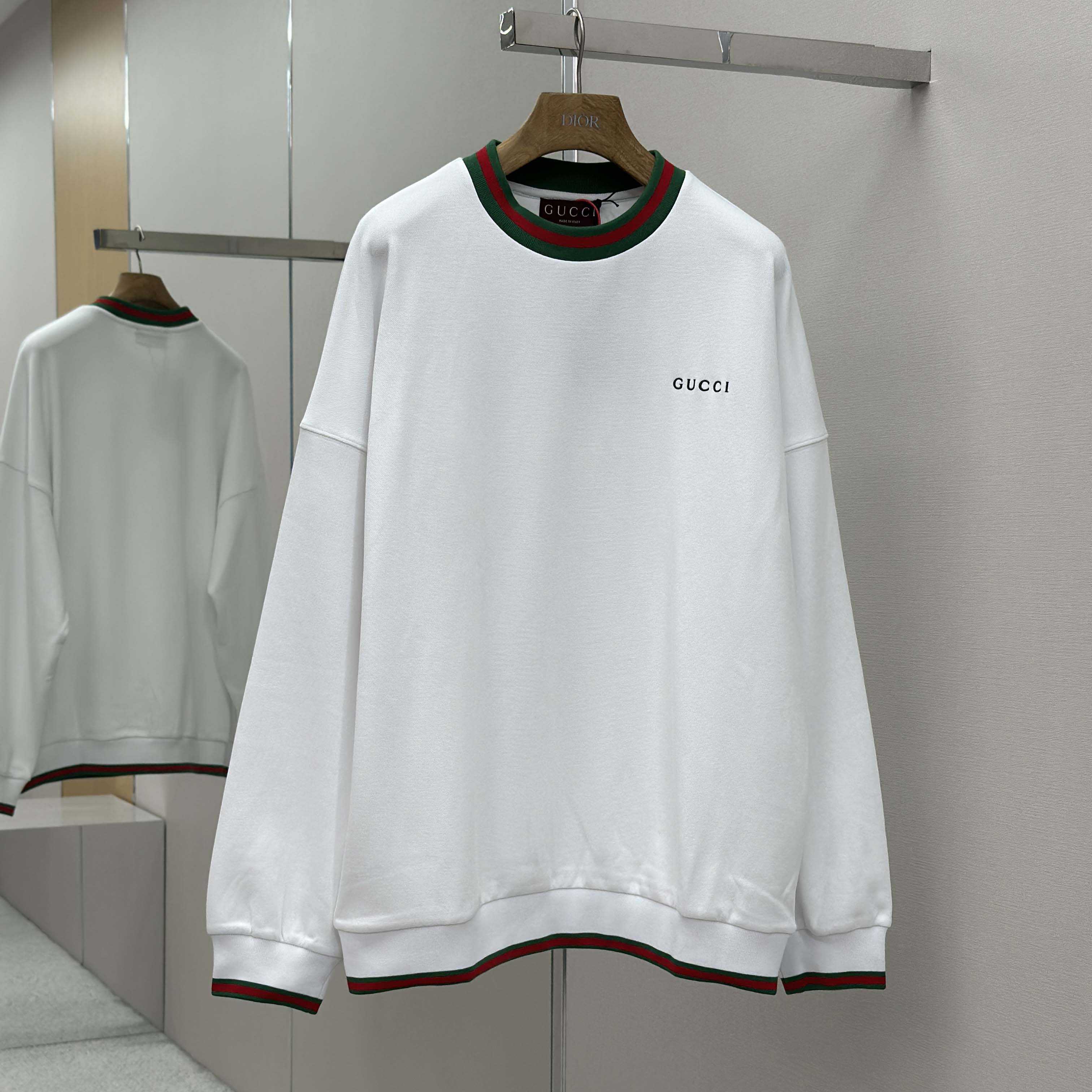 Gucci Cotton Piquet Sweatshirt With Web - DesignerGu