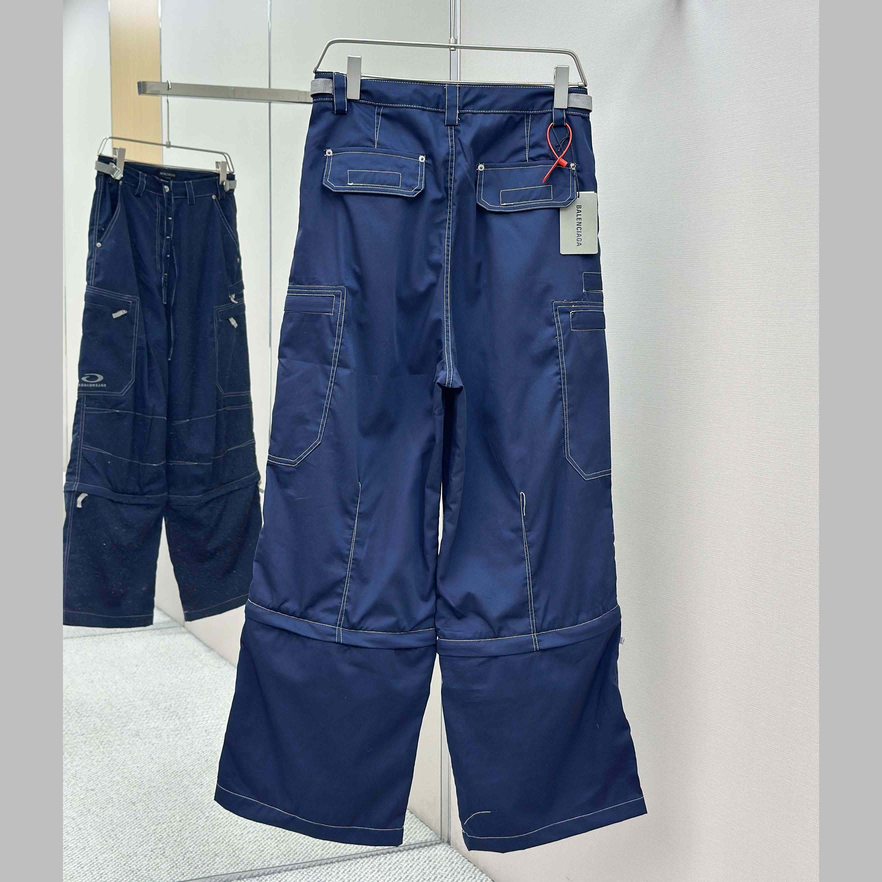 Balenciaga Utility Work Pants In Navy Mixed Cotton Twill - DesignerGu