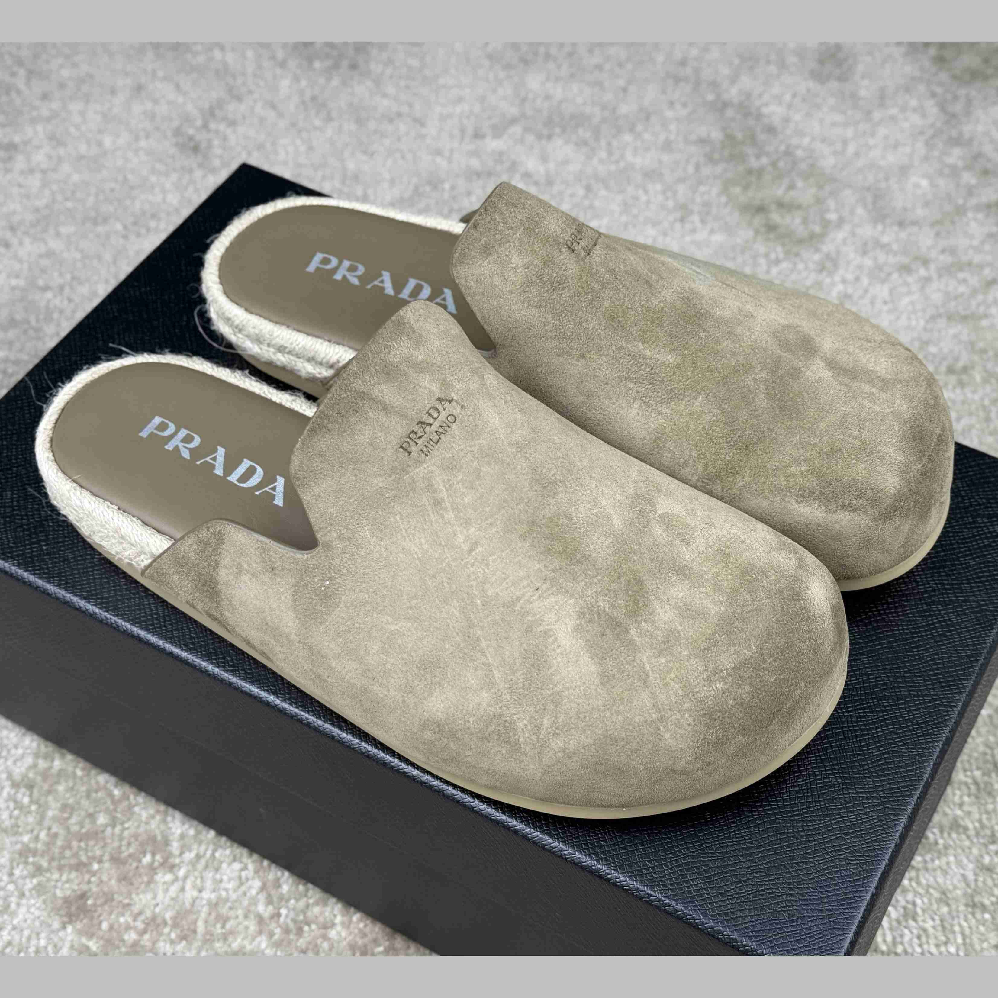 Prada Suede Mules - DesignerGu