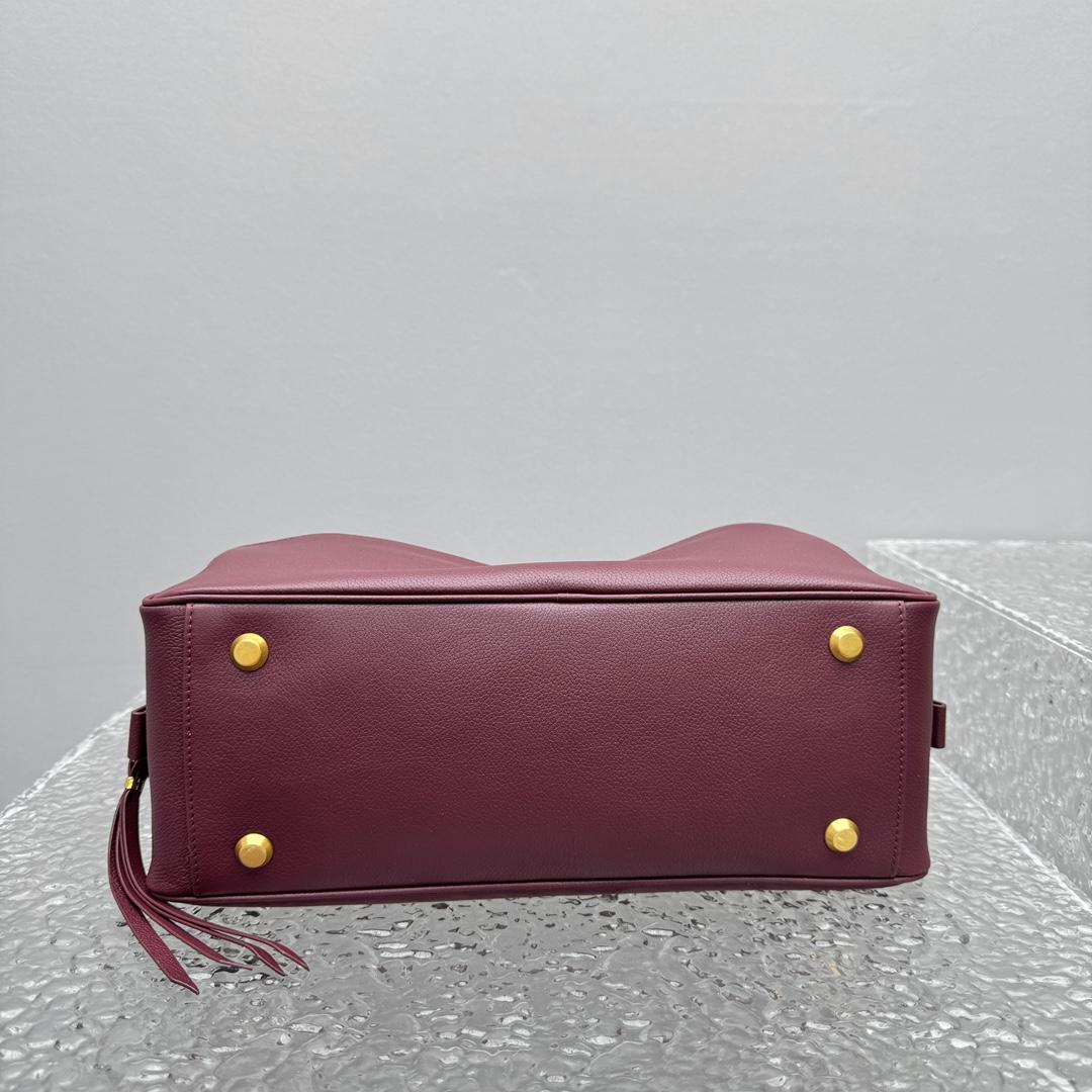Balenciaga Carrie Bowling Bag Small In Dark Burgundy - DesignerGu