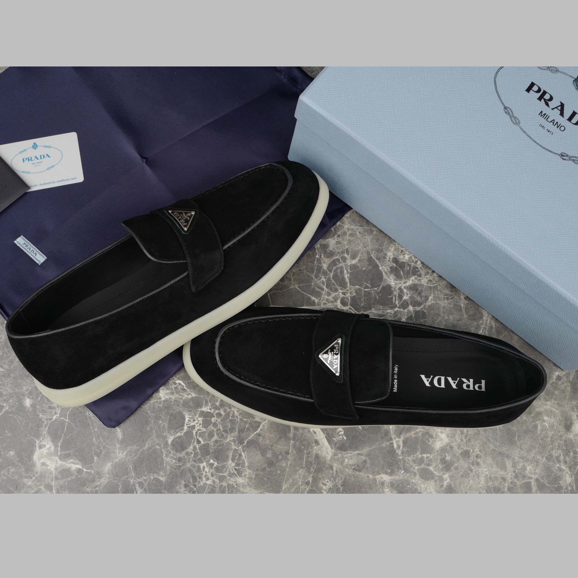 Prada Suede Leather Loafers - DesignerGu