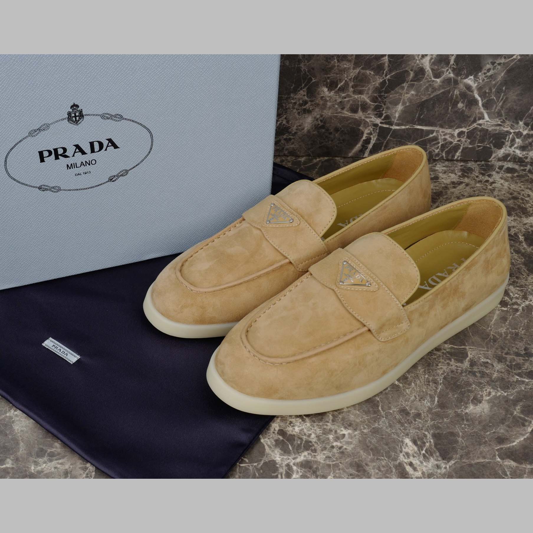 Prada Suede Leather Loafers - DesignerGu