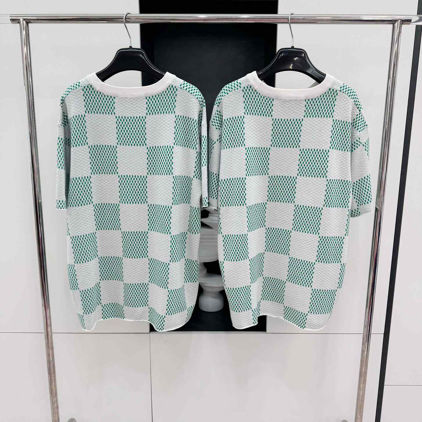 Louis Vuitton Damier Knitted Short-Sleeved Crewneck  1AFIX4 yf1221(50% Off Sale) - DesignerGu