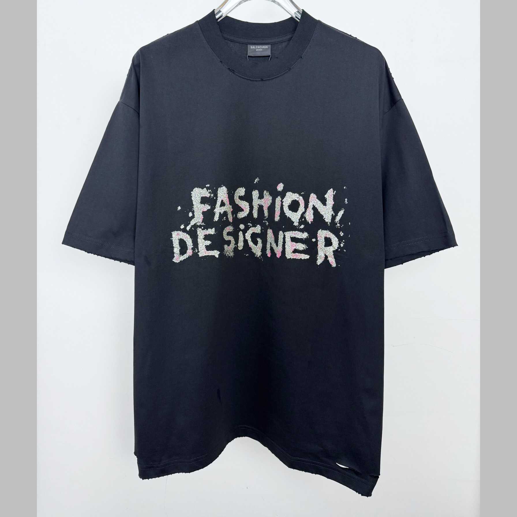 Balenciaga Fashion Designer Oversized T-Shirt In Faded Black Dry Jersey - DesignerGu
