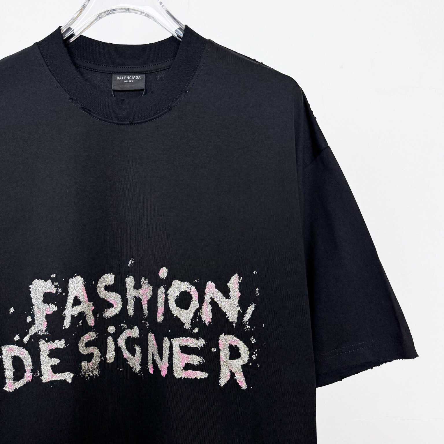 Balenciaga Fashion Designer Oversized T-Shirt In Faded Black Dry Jersey - DesignerGu