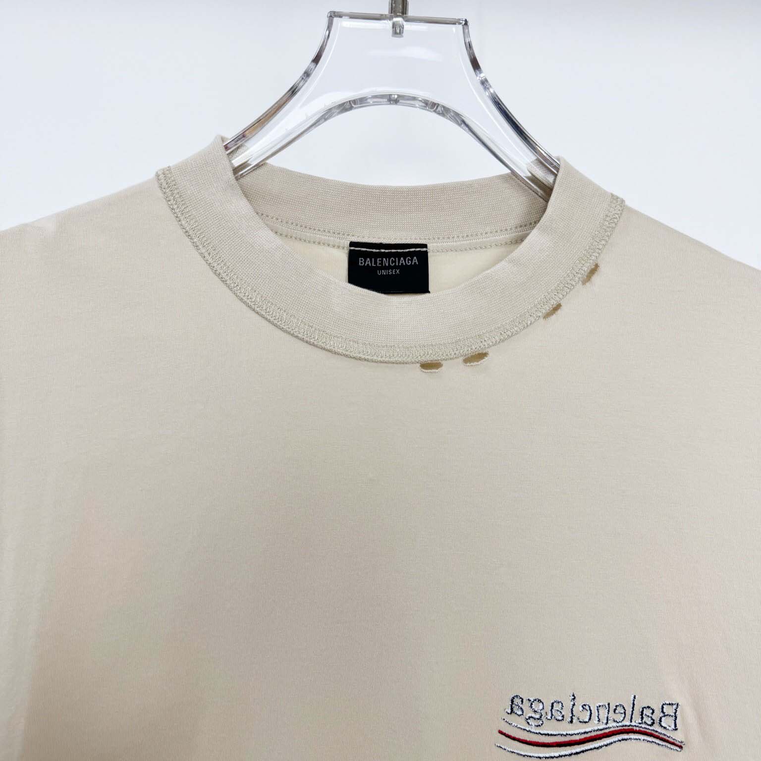 Balenciaga Embroidered Logo Wave Political Campaign T-Shirt  - DesignerGu