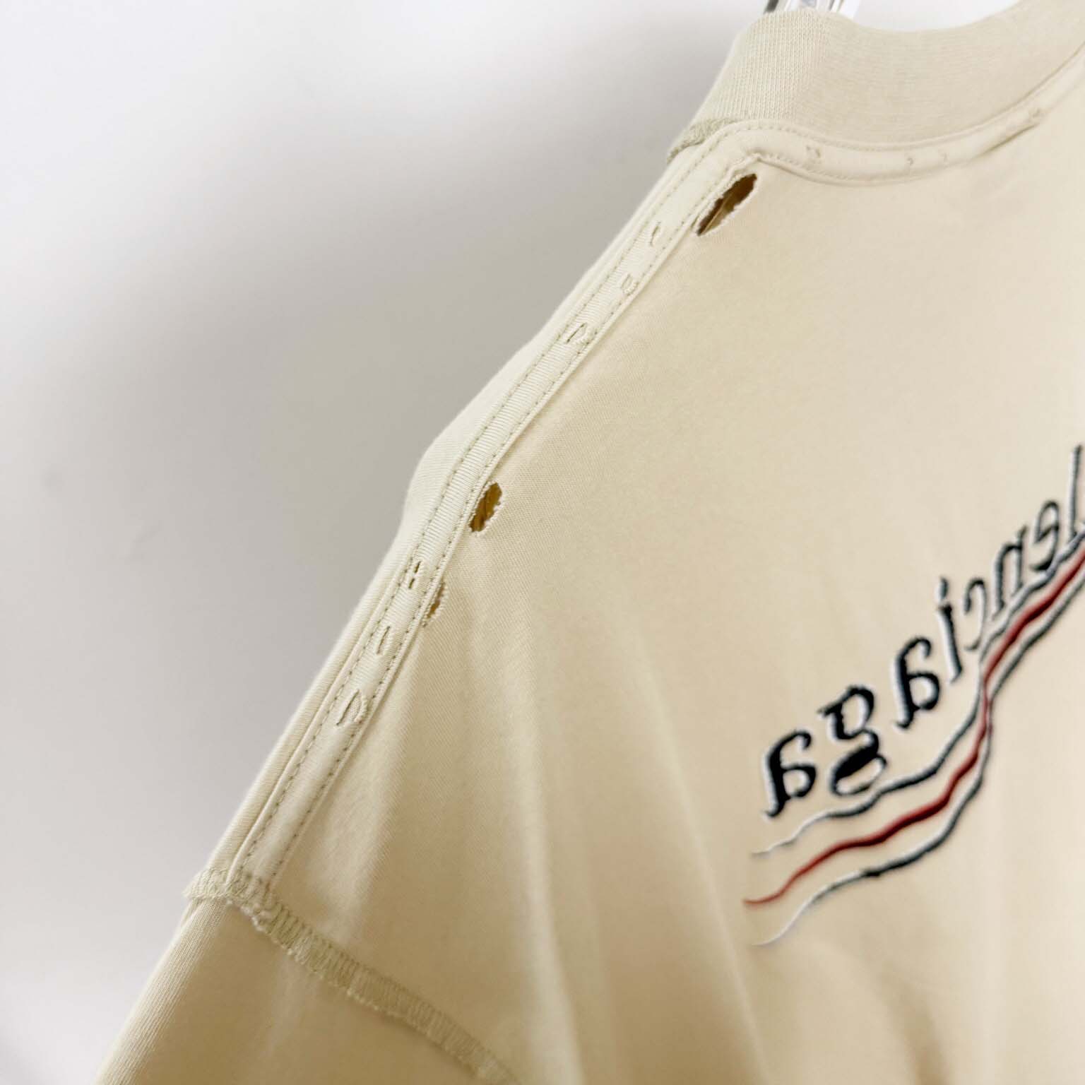 Balenciaga Embroidered Logo Wave Political Campaign T-Shirt  - DesignerGu