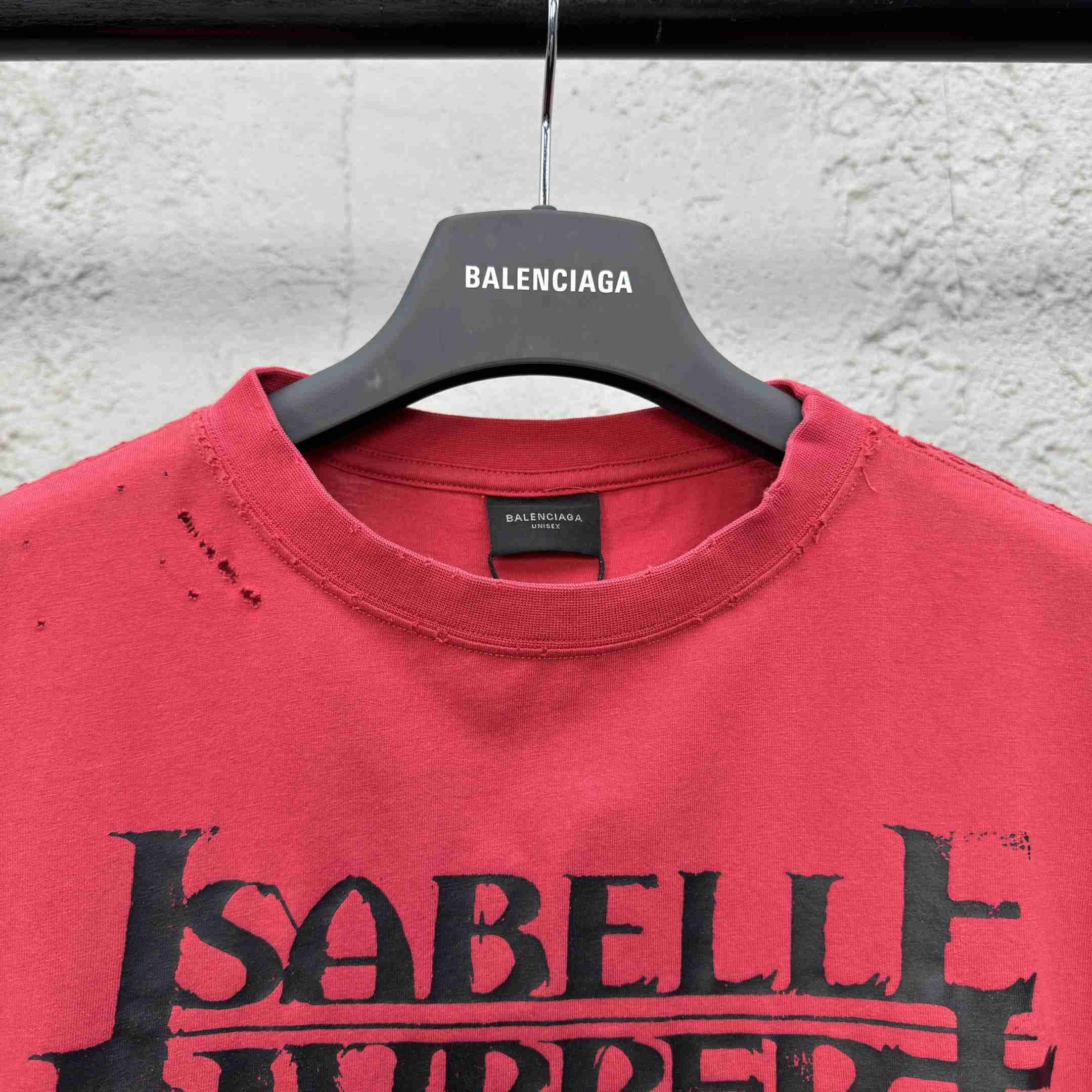 Balenciaga Isabelle Boxy T-Shirt in faded red dry jersey - DesignerGu