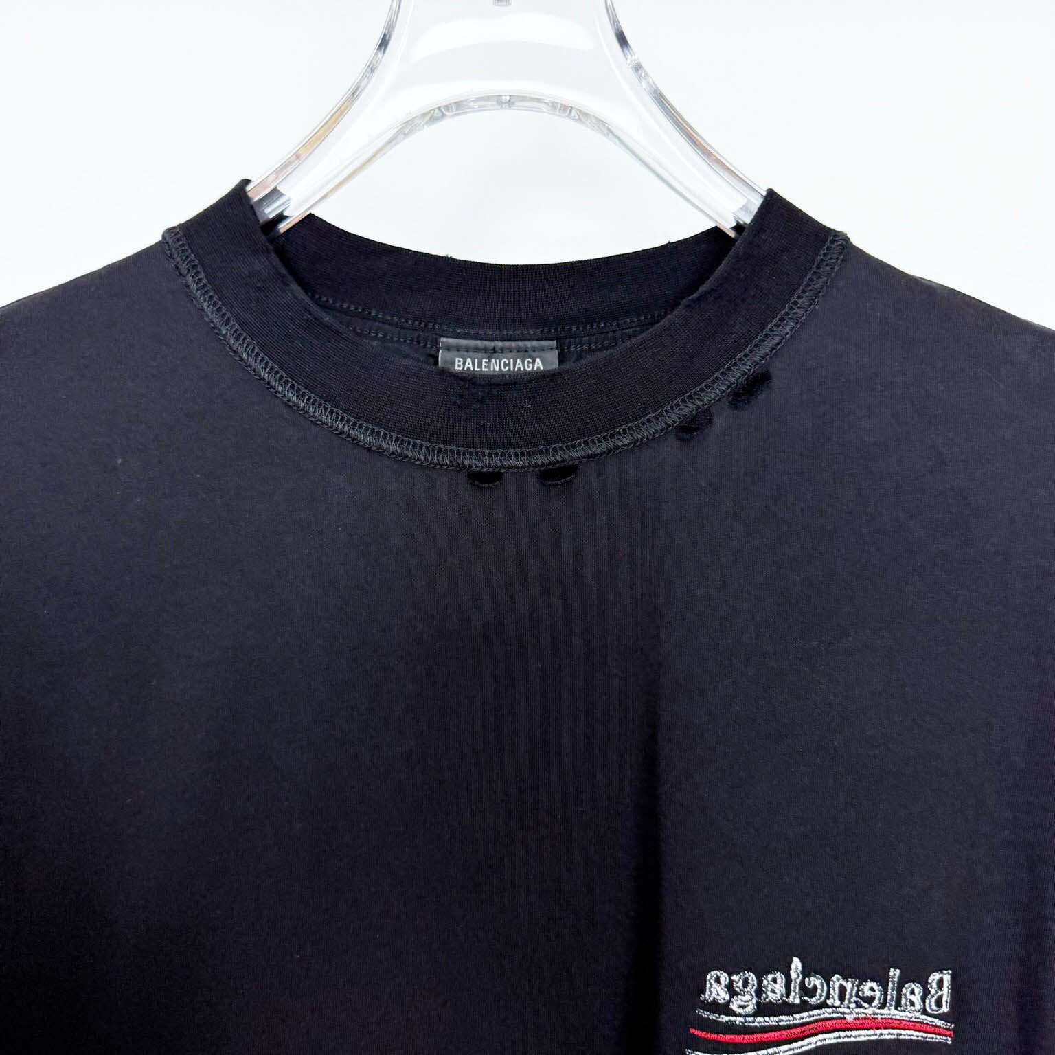 Balenciaga Embroidered Logo Wave Political Campaign T-Shirt  - DesignerGu