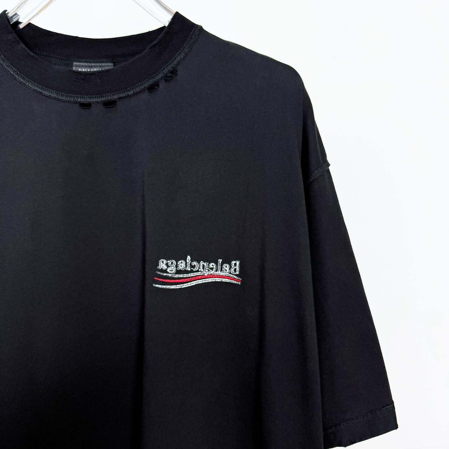 Balenciaga Embroidered Logo Wave Political Campaign T-Shirt  - DesignerGu