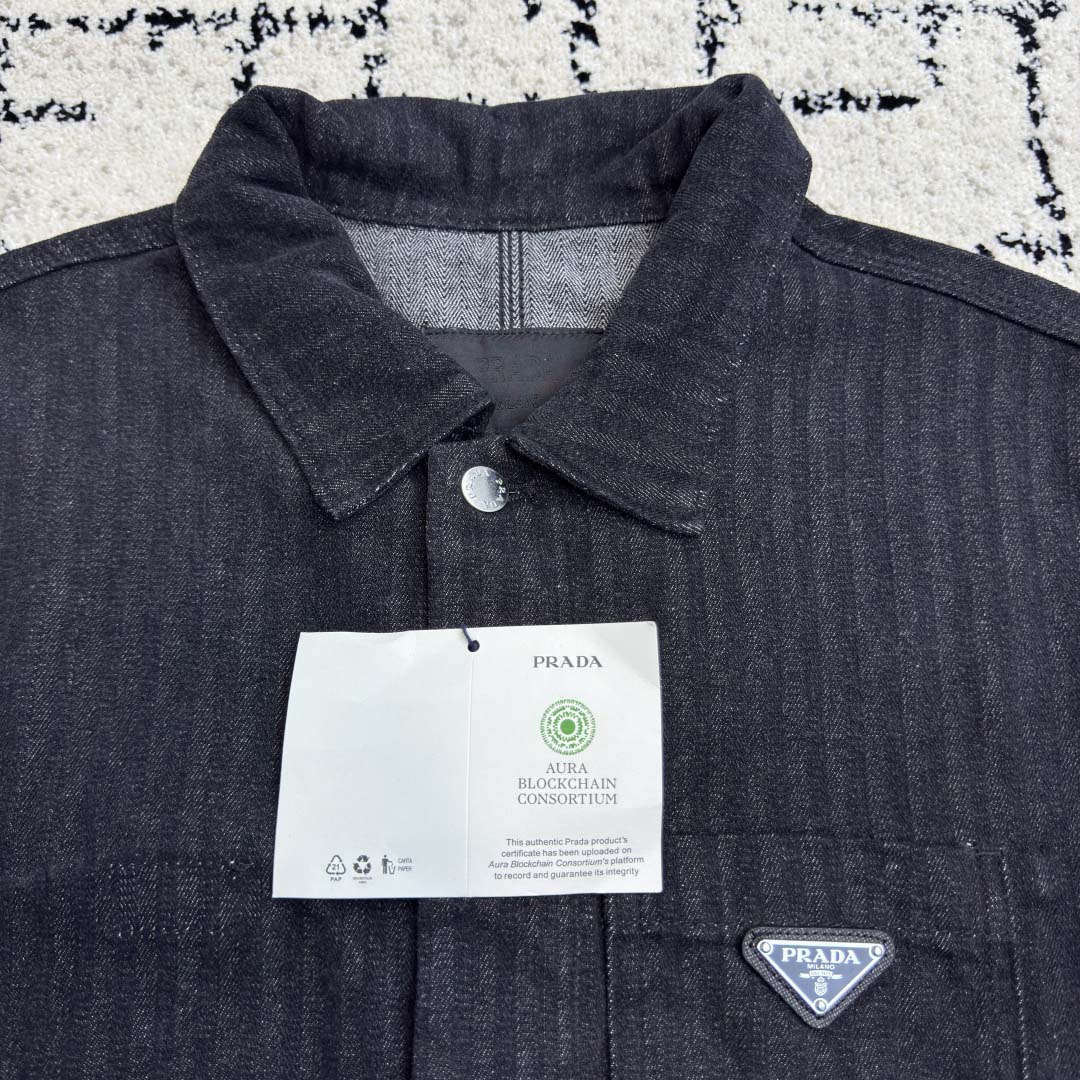 Prada Chevron Denim Blouson Jacket - DesignerGu