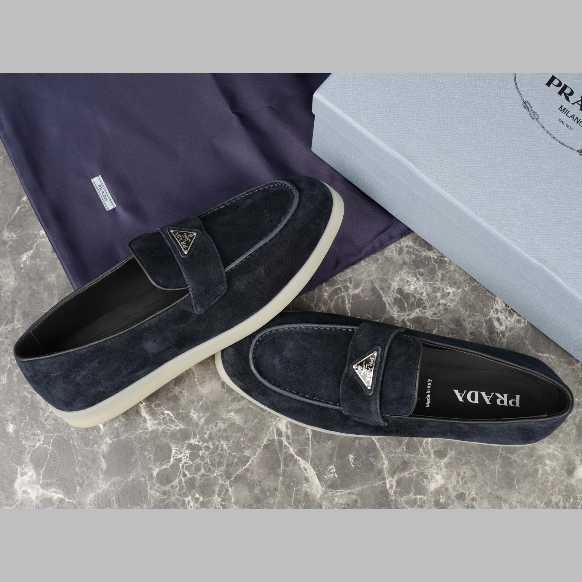 Prada Suede Leather Loafers - DesignerGu