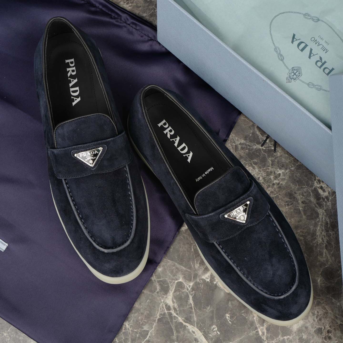 Prada Suede Leather Loafers - DesignerGu