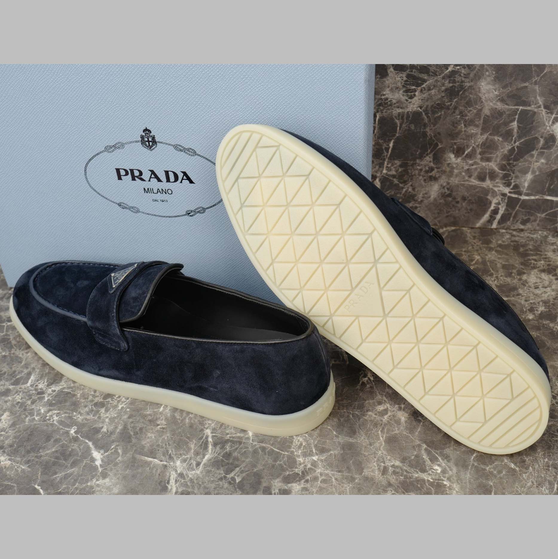 Prada Suede Leather Loafers - DesignerGu