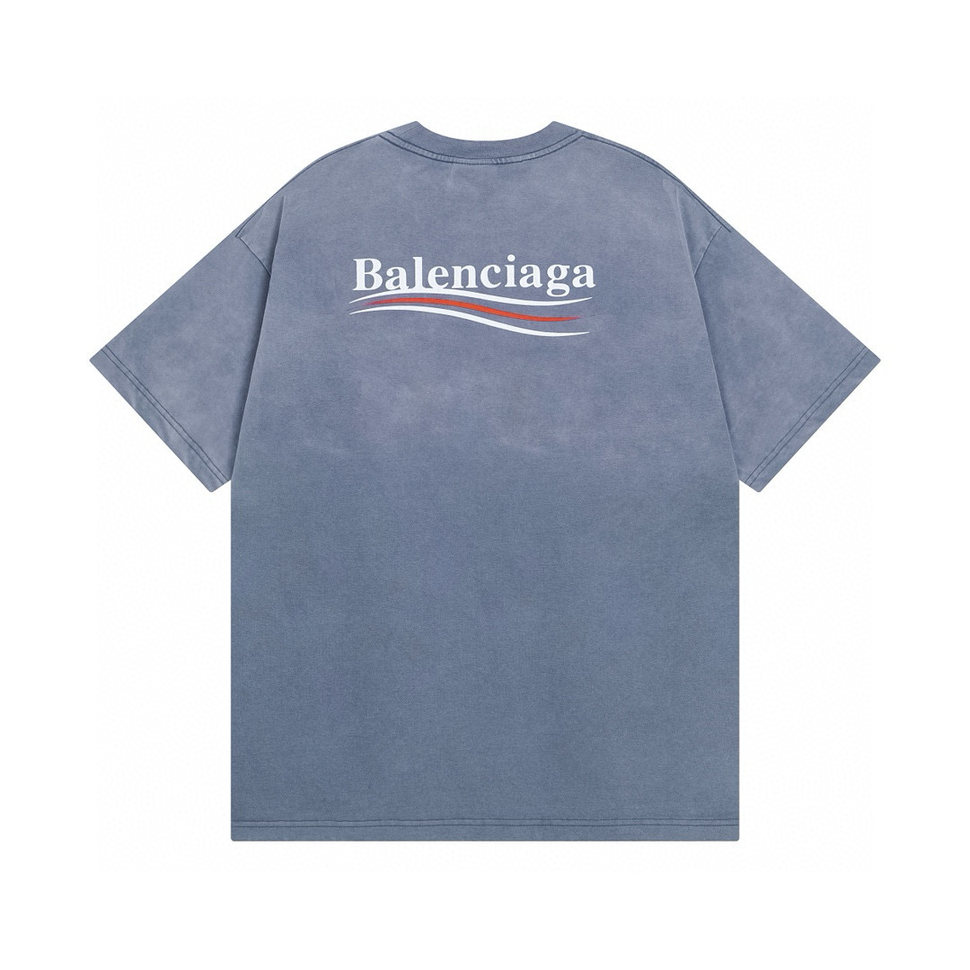 Balenciaga Political Campaign T-Shirt Medium Fit In Faded Blue - DesignerGu