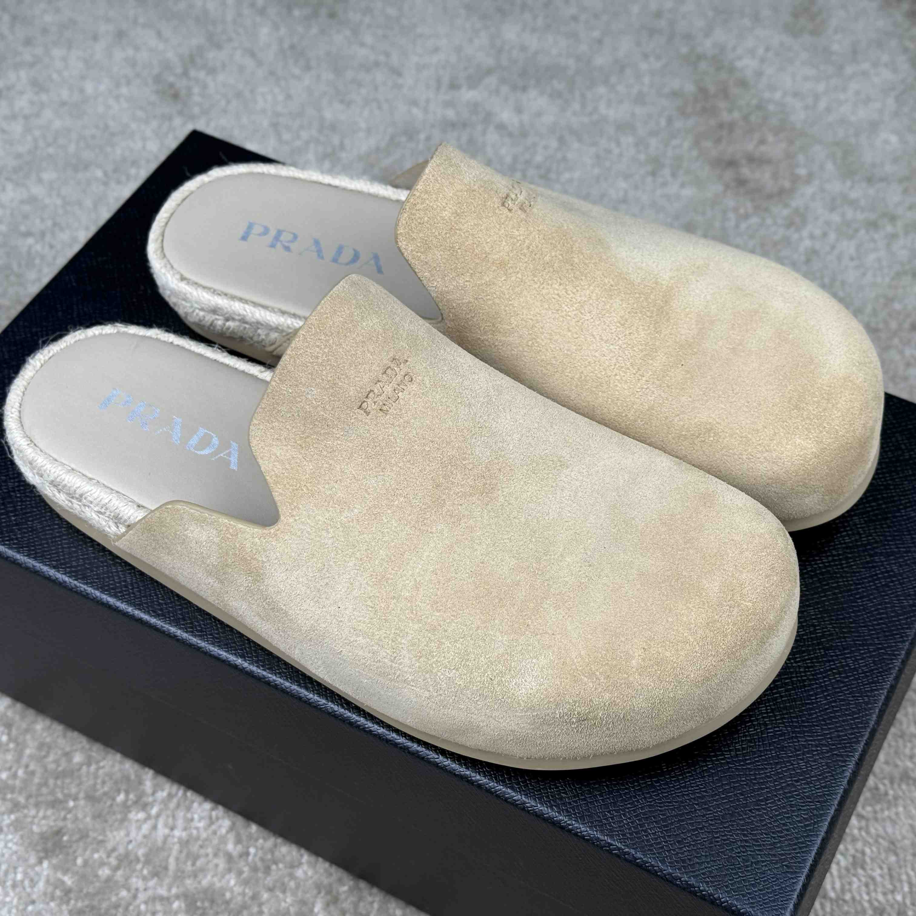 Prada Suede Mules - DesignerGu