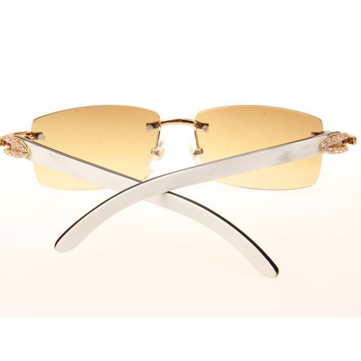 Cartier CT_3524012 Big Diamond White Mix Black Buffalo Sunglasses In Gold Brown - DesignerGu