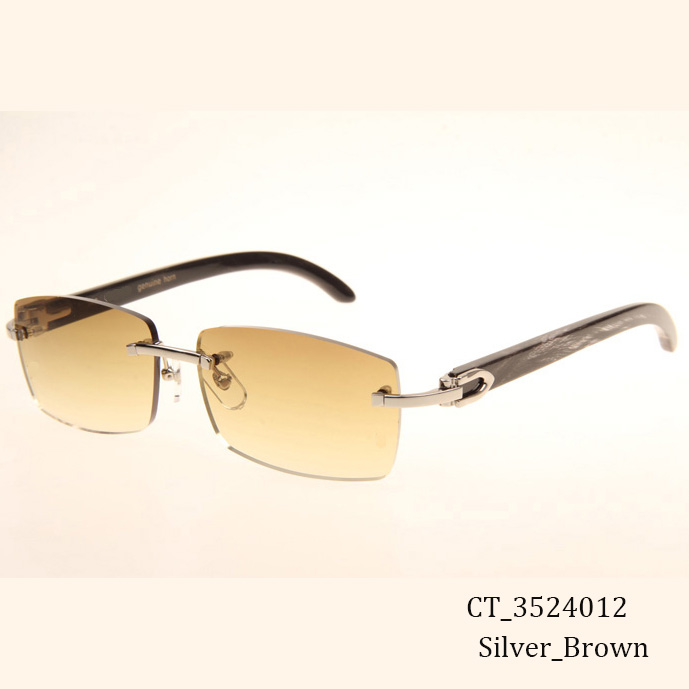 Cartier CT_3524012 Black Grey Buffalo Sunglasses In Silver Brown - DesignerGu