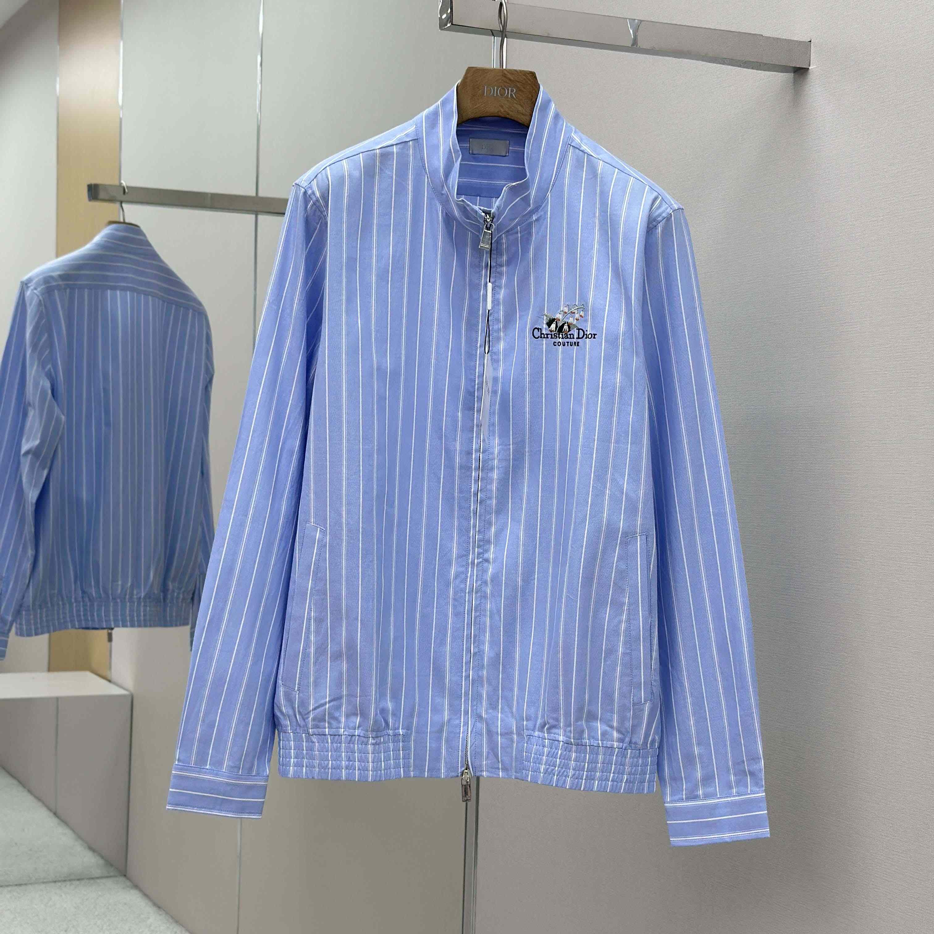 Christian Dior Zipped Shirt With Christian Dior Couture Lily Of The Valley Embroidery - DesignerGu