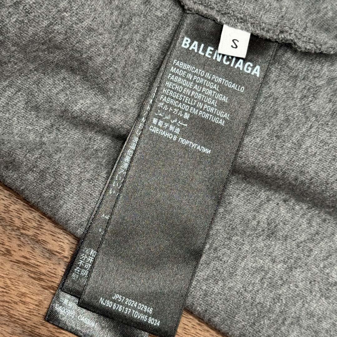 Balenciaga Luxury Script Oversized T-Shirt In Dark Heather Grey And Blue Dry Jersey - DesignerGu